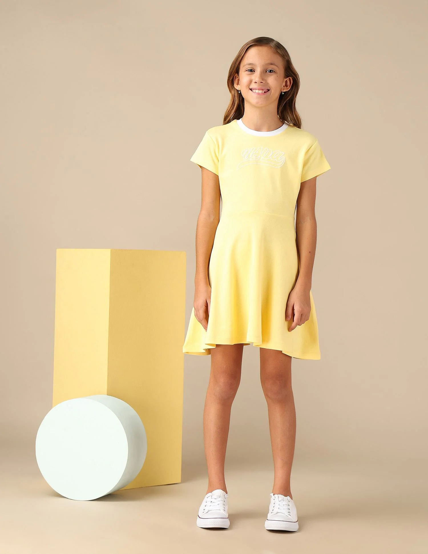 Girls Brand Printed Fit And Flare Dress - Image 5