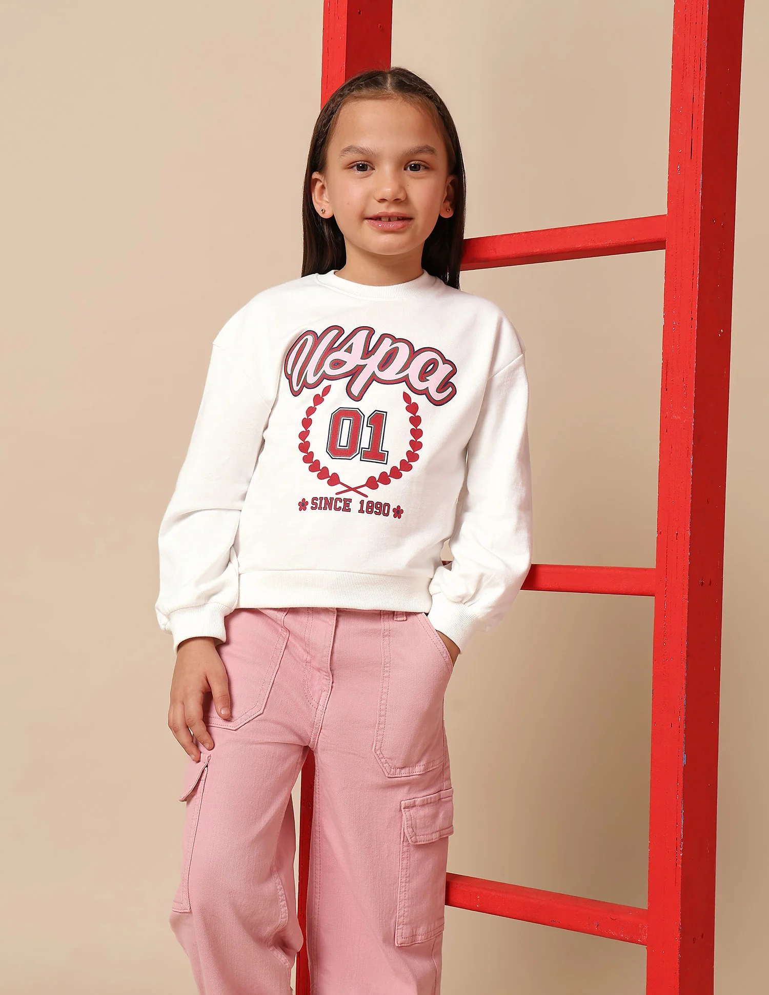 Girls Brand Printed Numeric Sweatshirt