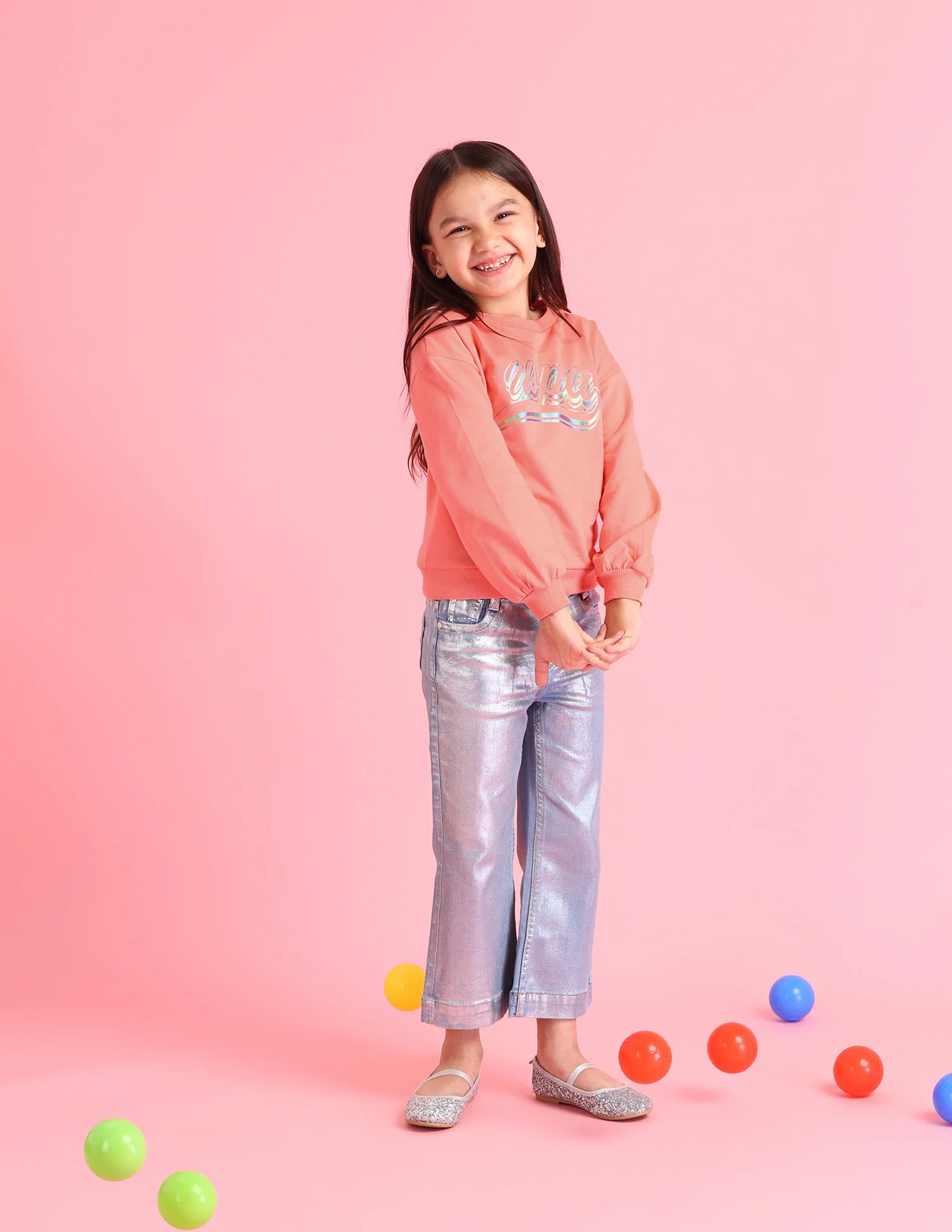 Girls Brand Printed Regular Fit Sweatshirt