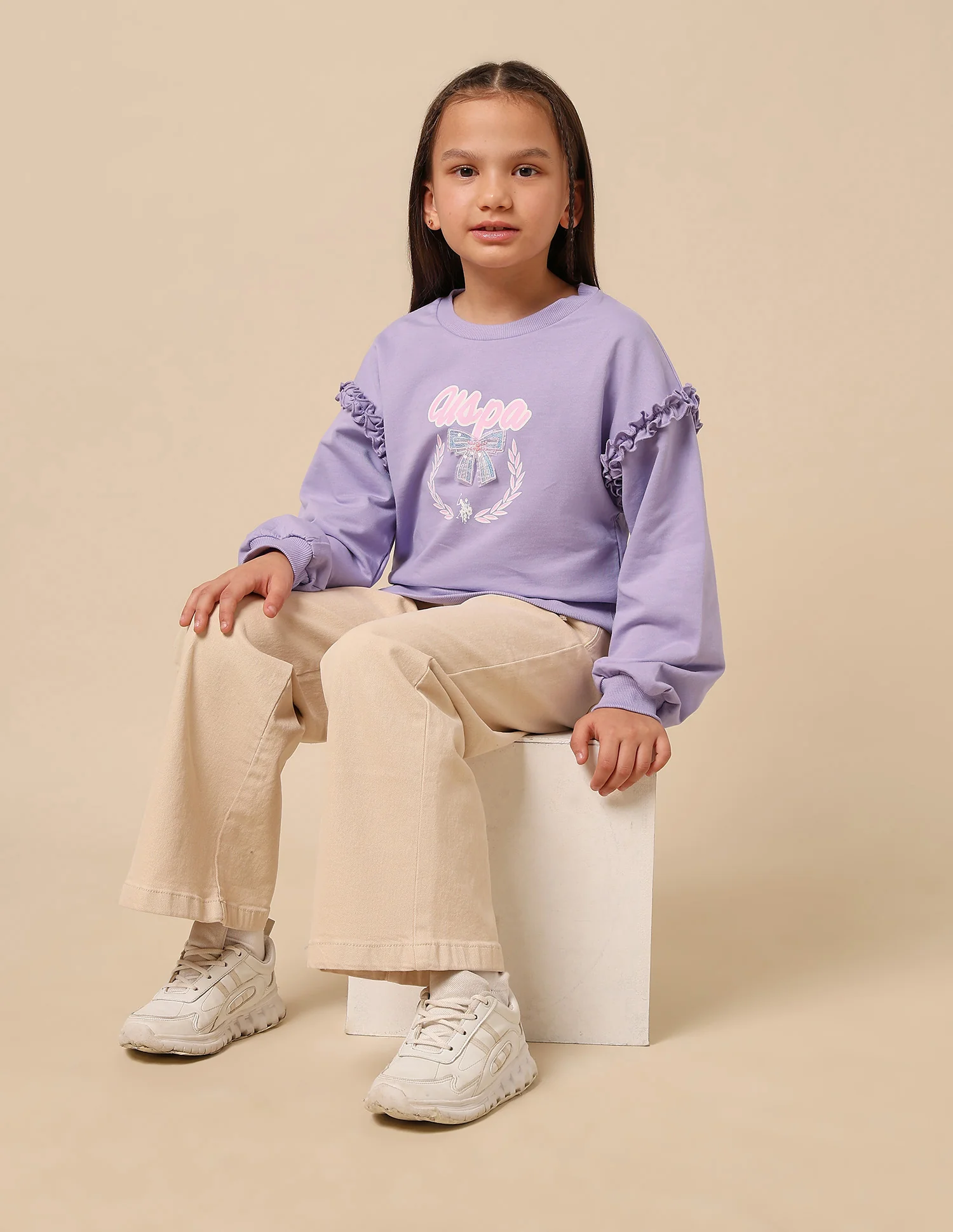 Girls Brand Printed Regular Fit Sweatshirt