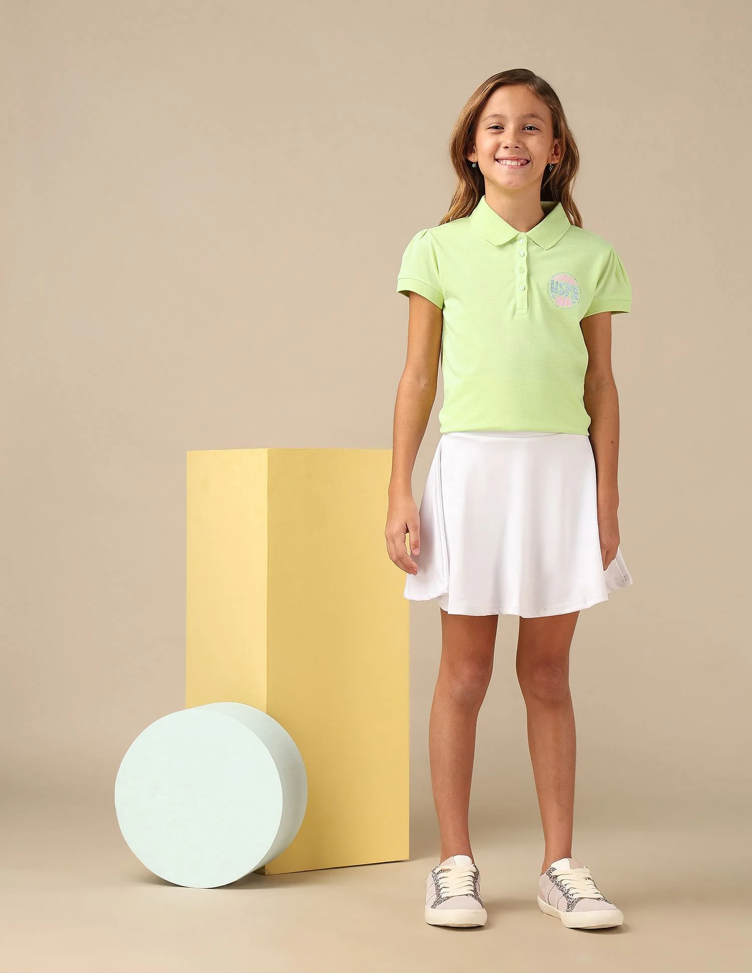 Girls Brand Printed Relaxed Fit Polo Shirt - Image 4