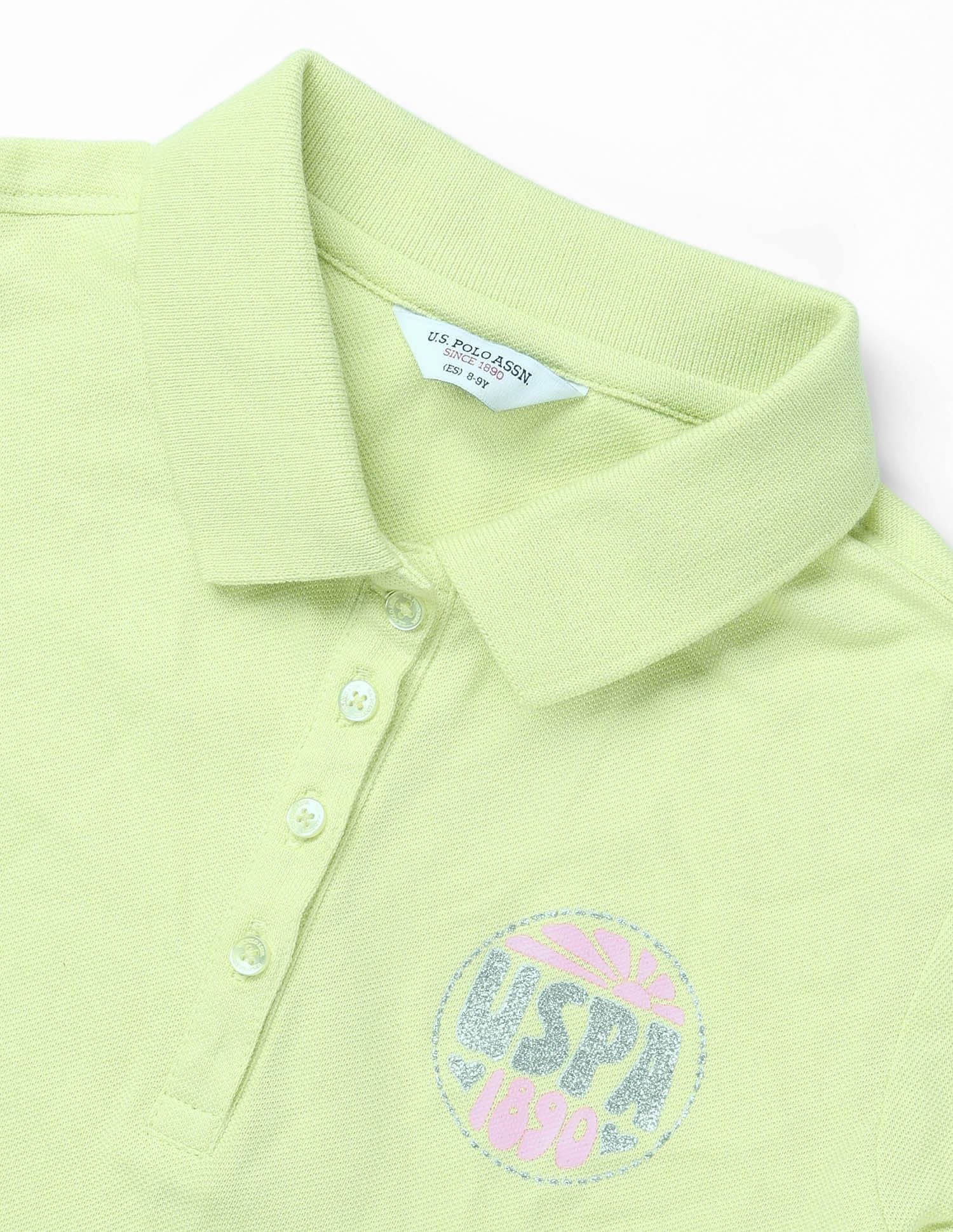 Girls Brand Printed Relaxed Fit Polo Shirt - Image 8
