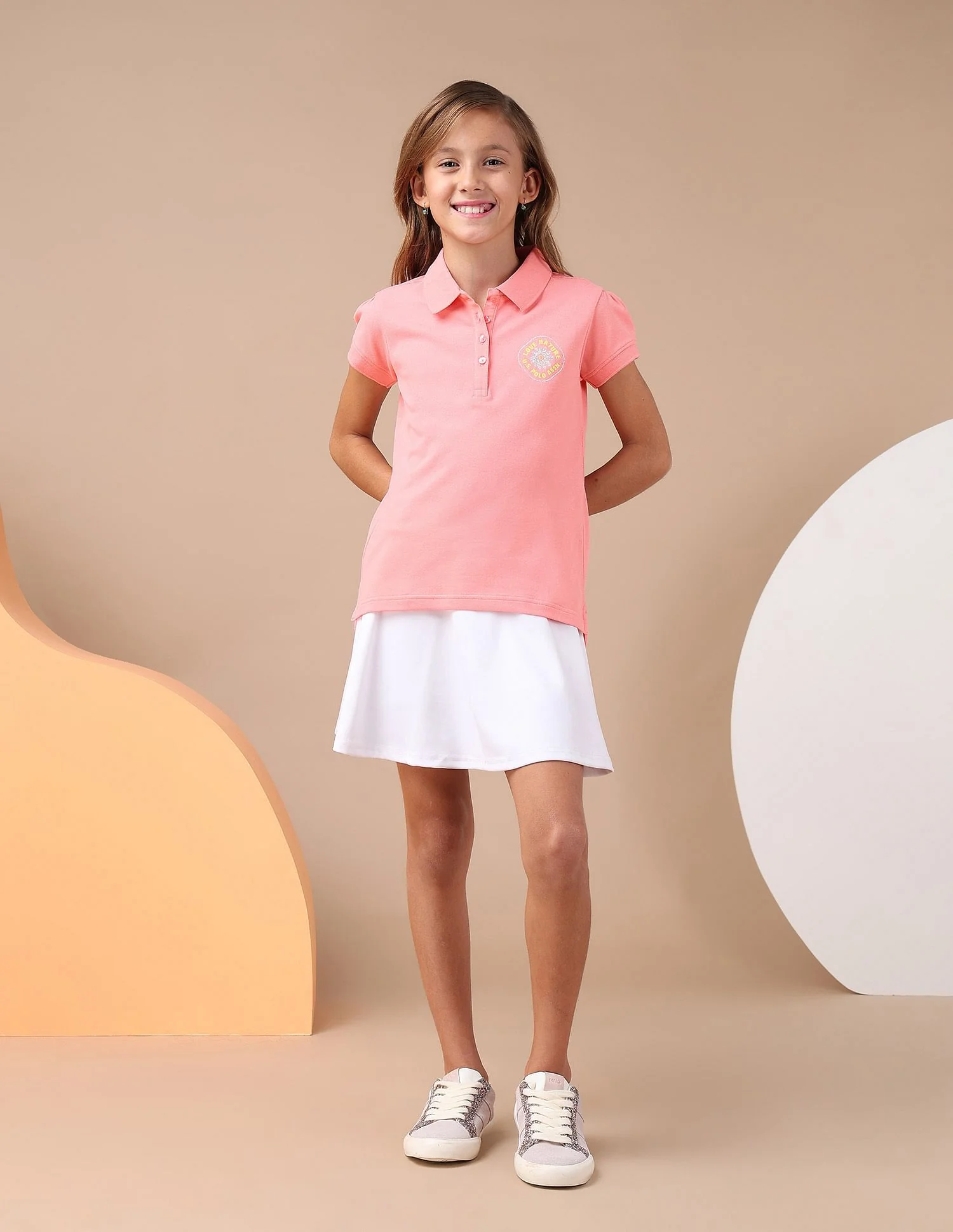 Girls Brand Printed Relaxed Fit Polo Shirt - Image 4