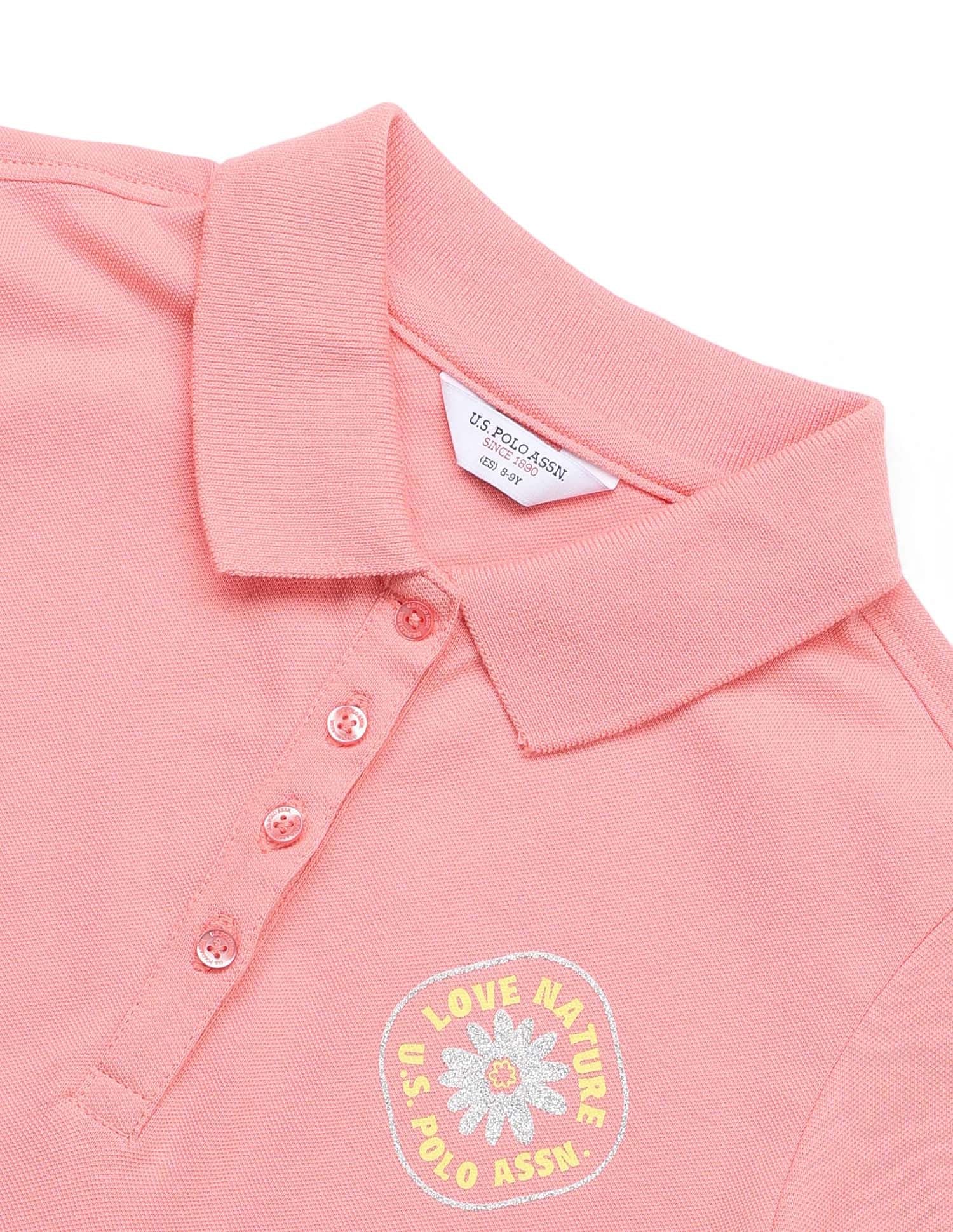 Girls Brand Printed Relaxed Fit Polo Shirt - Image 9