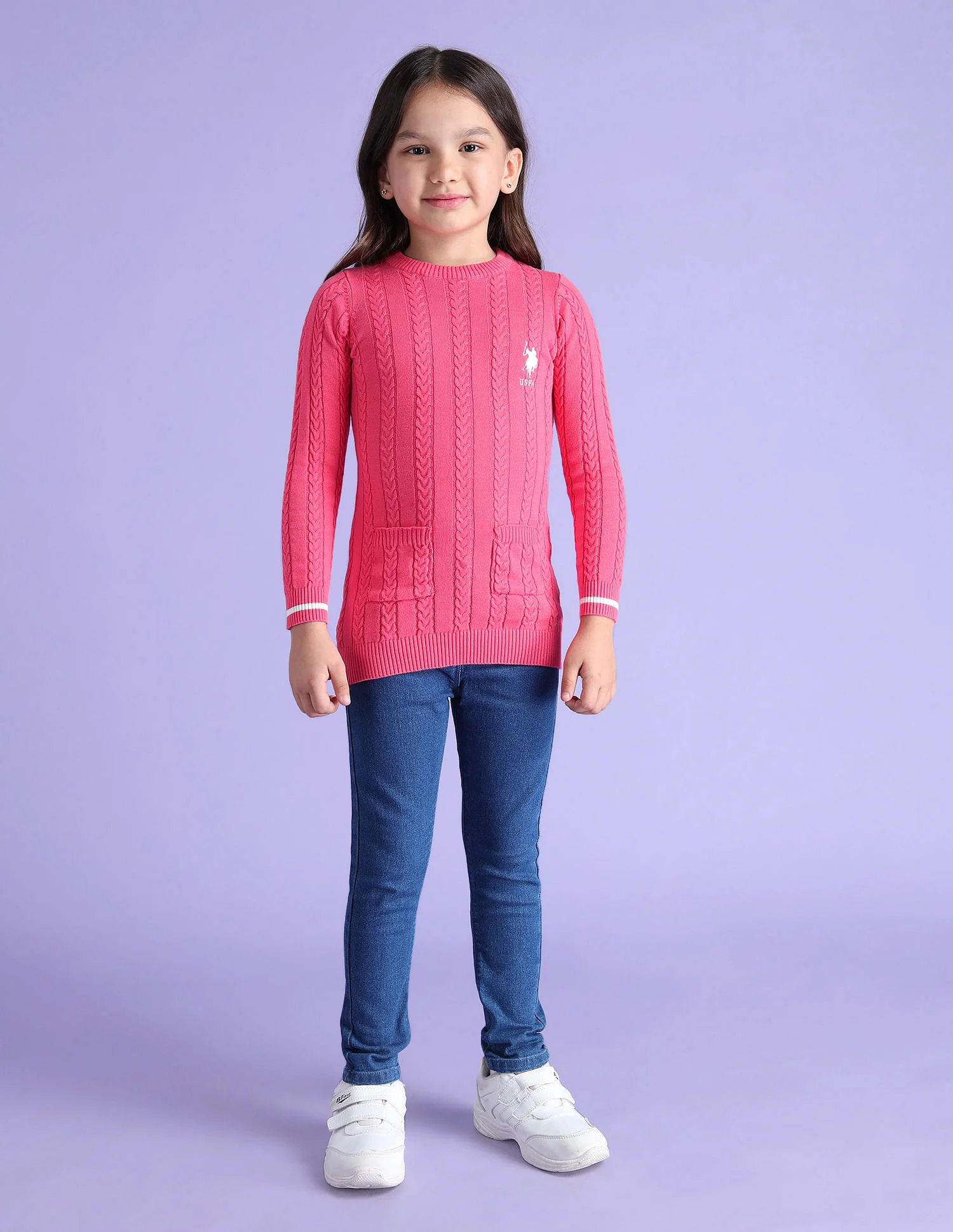 Girls Cable Knit Sweater - Image 3