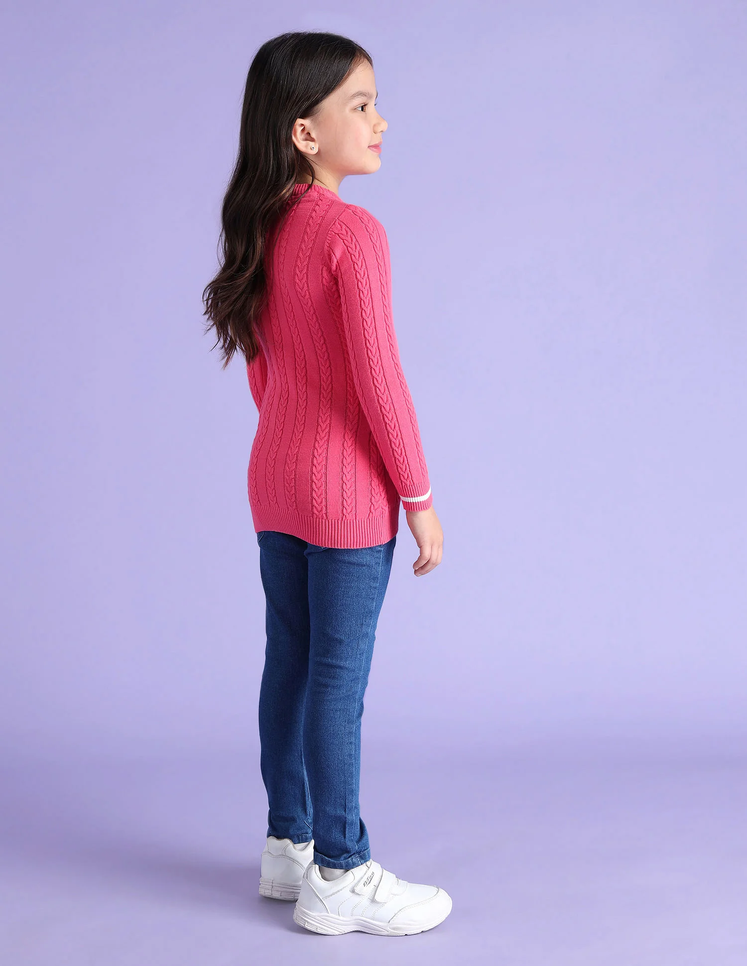 Girls Cable Knit Sweater - Image 4