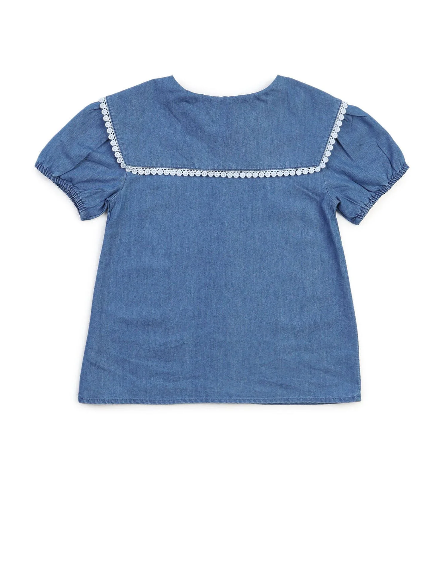 Girls Cape Collar Chambray Top - Image 7