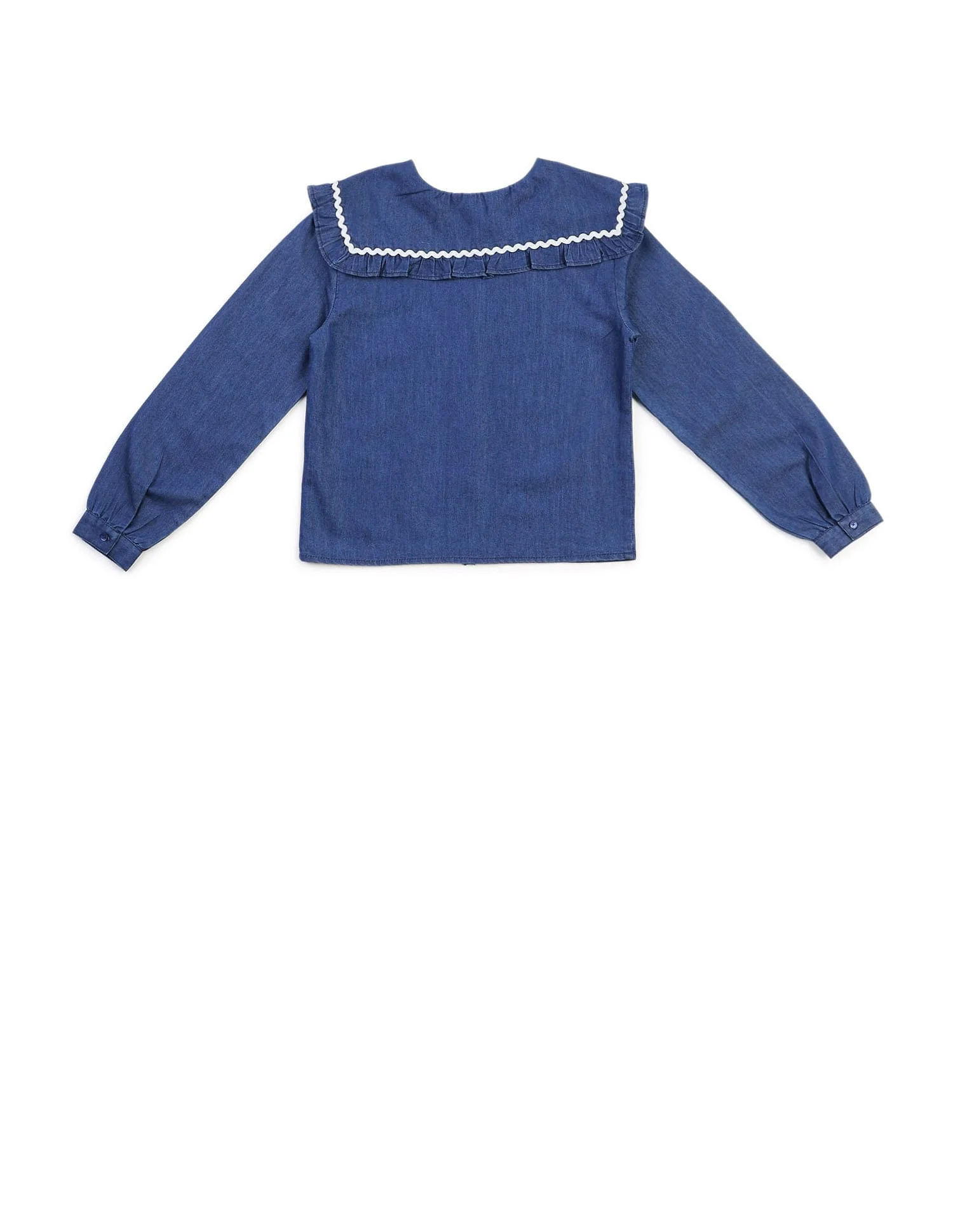 Girls Cape Collar Chambray Top - Image 7