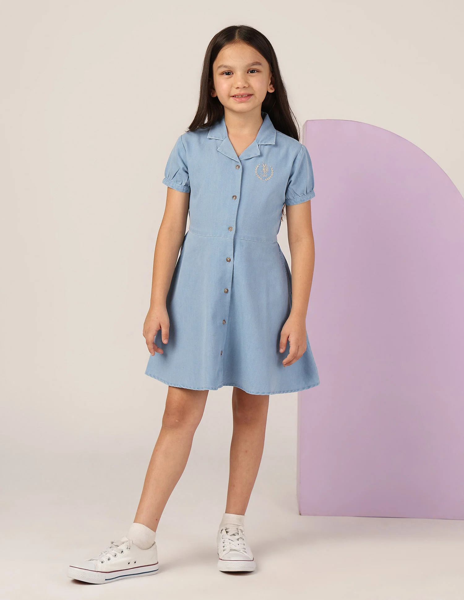 Girls Chambray A-Line Dress - Image 3