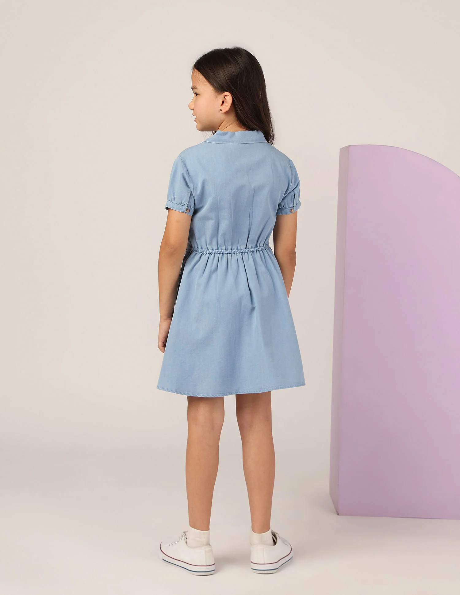 Girls Chambray A-Line Dress - Image 4