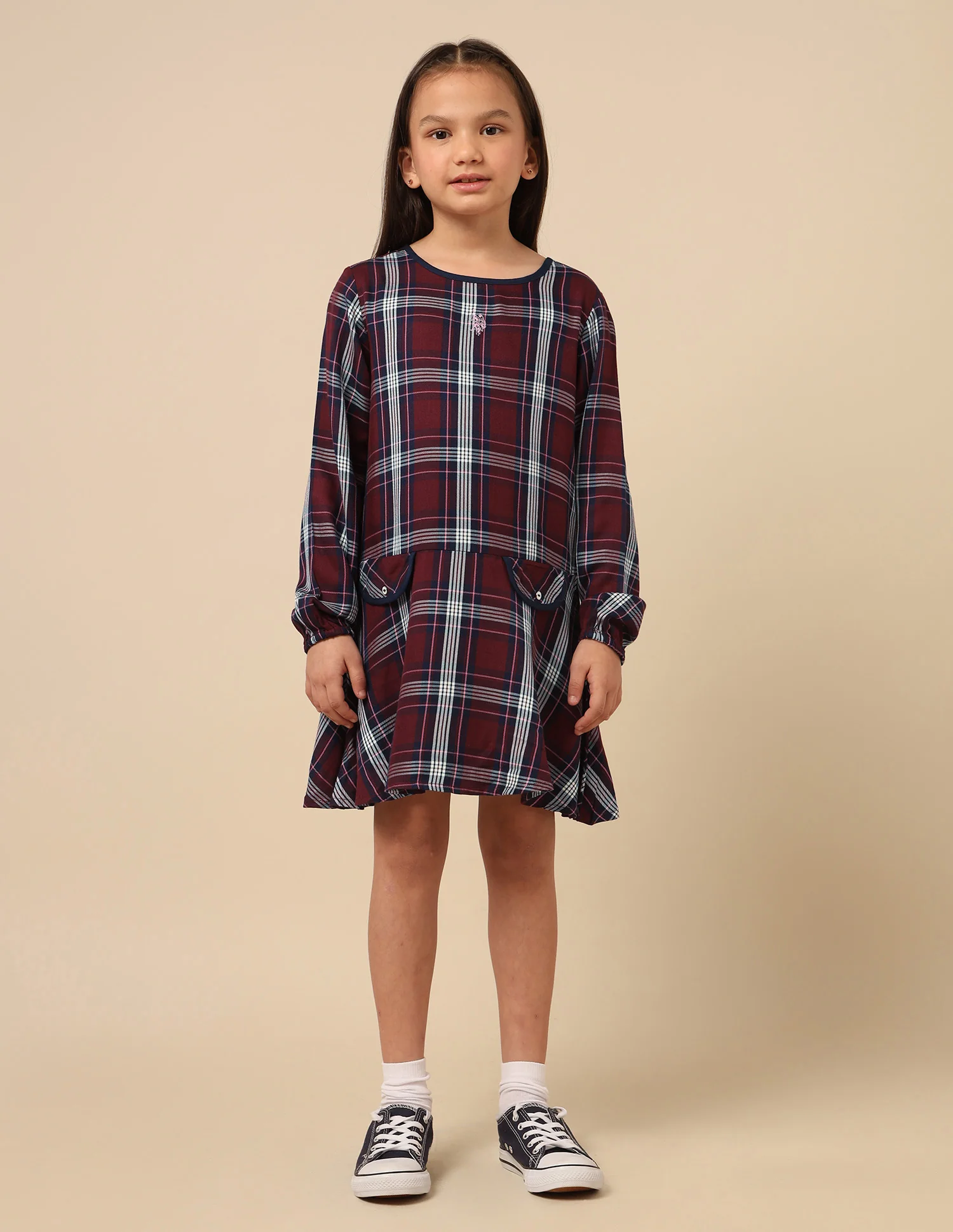 Girls Checked A-Line Dress - Image 3