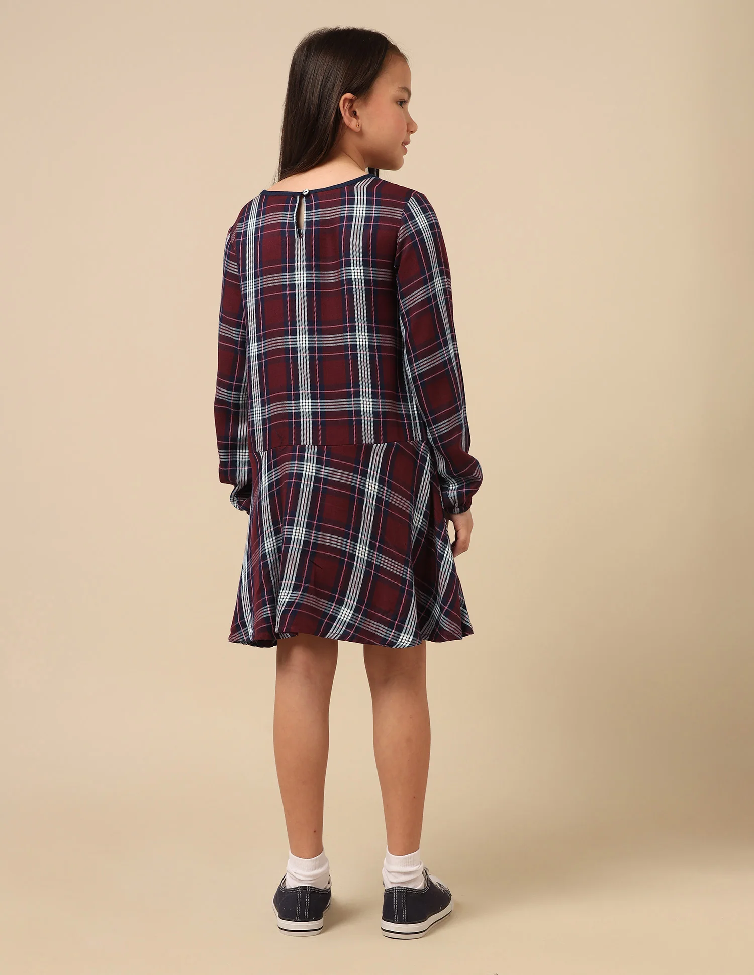 Girls Checked A-Line Dress - Image 5