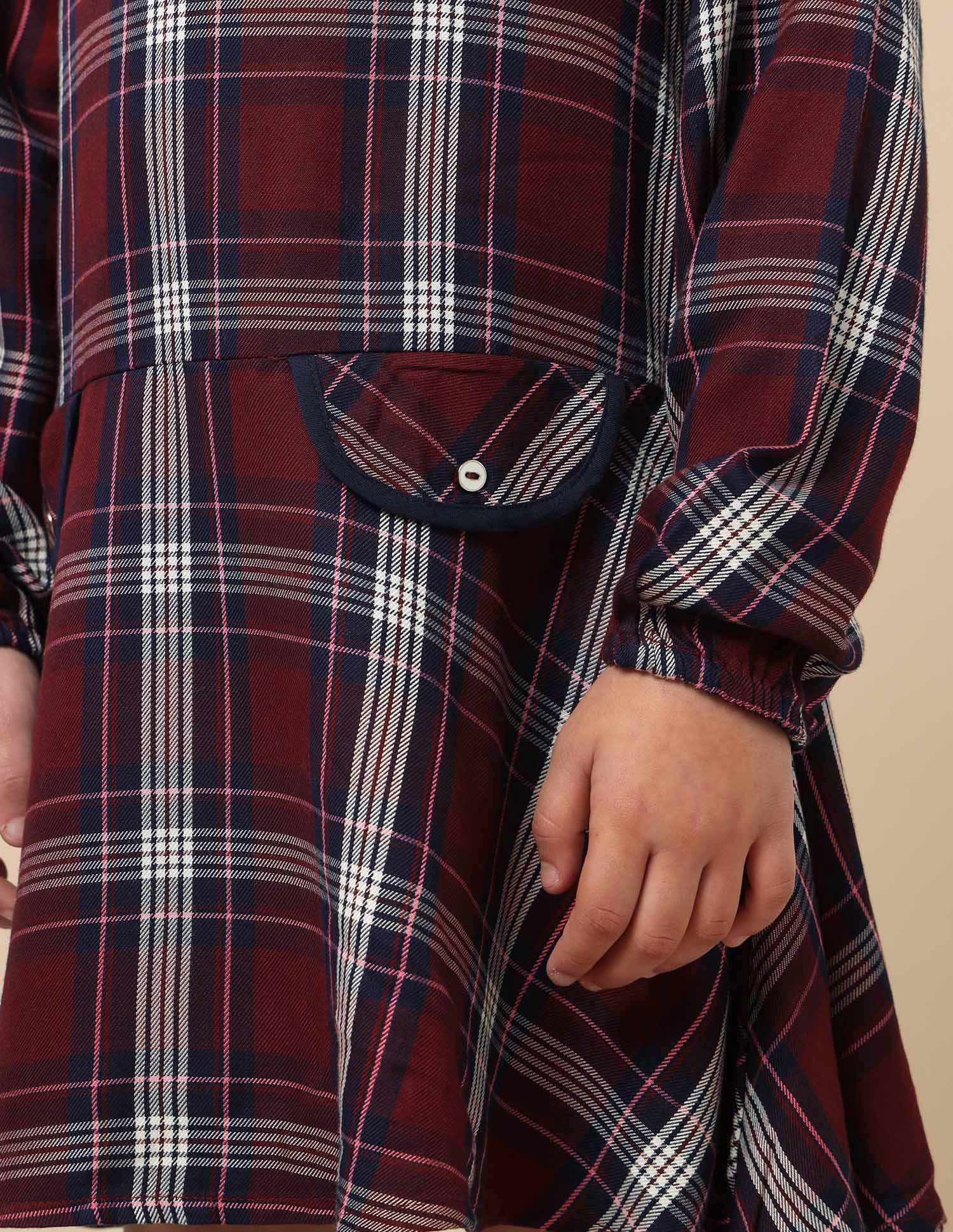 Girls Checked A-Line Dress - Image 7