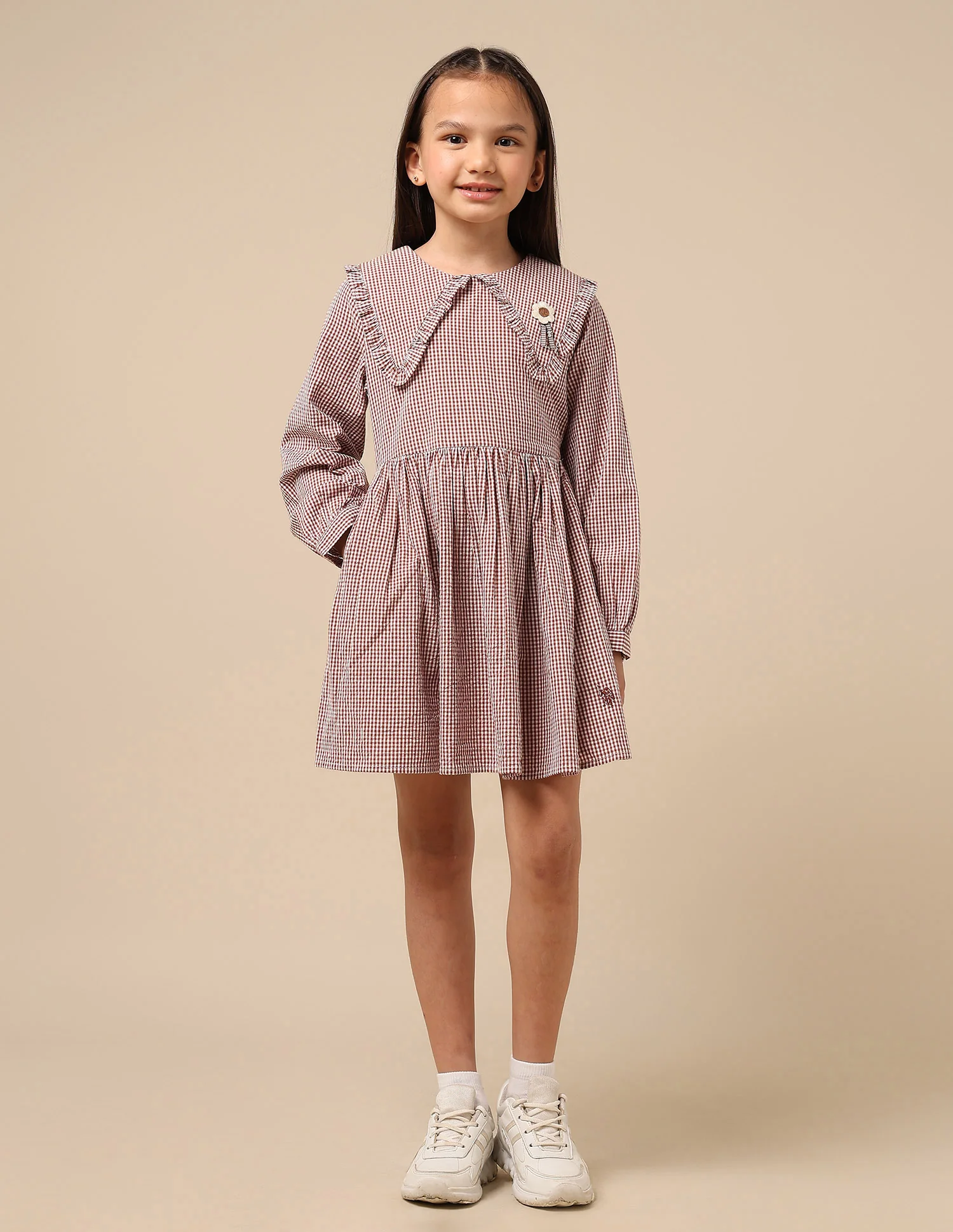 Girls Checked A-Line Dress - Image 6