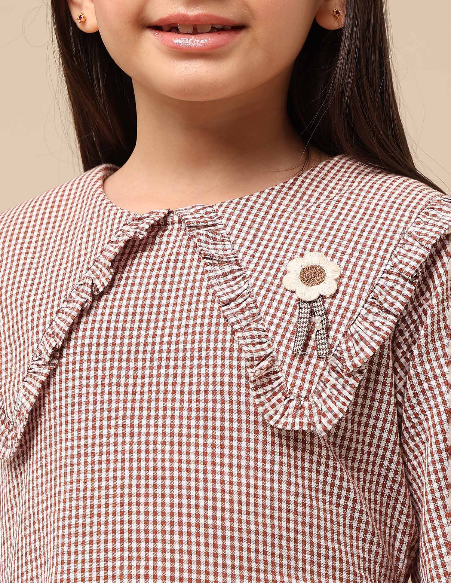 Girls Checked A-Line Dress - Image 7