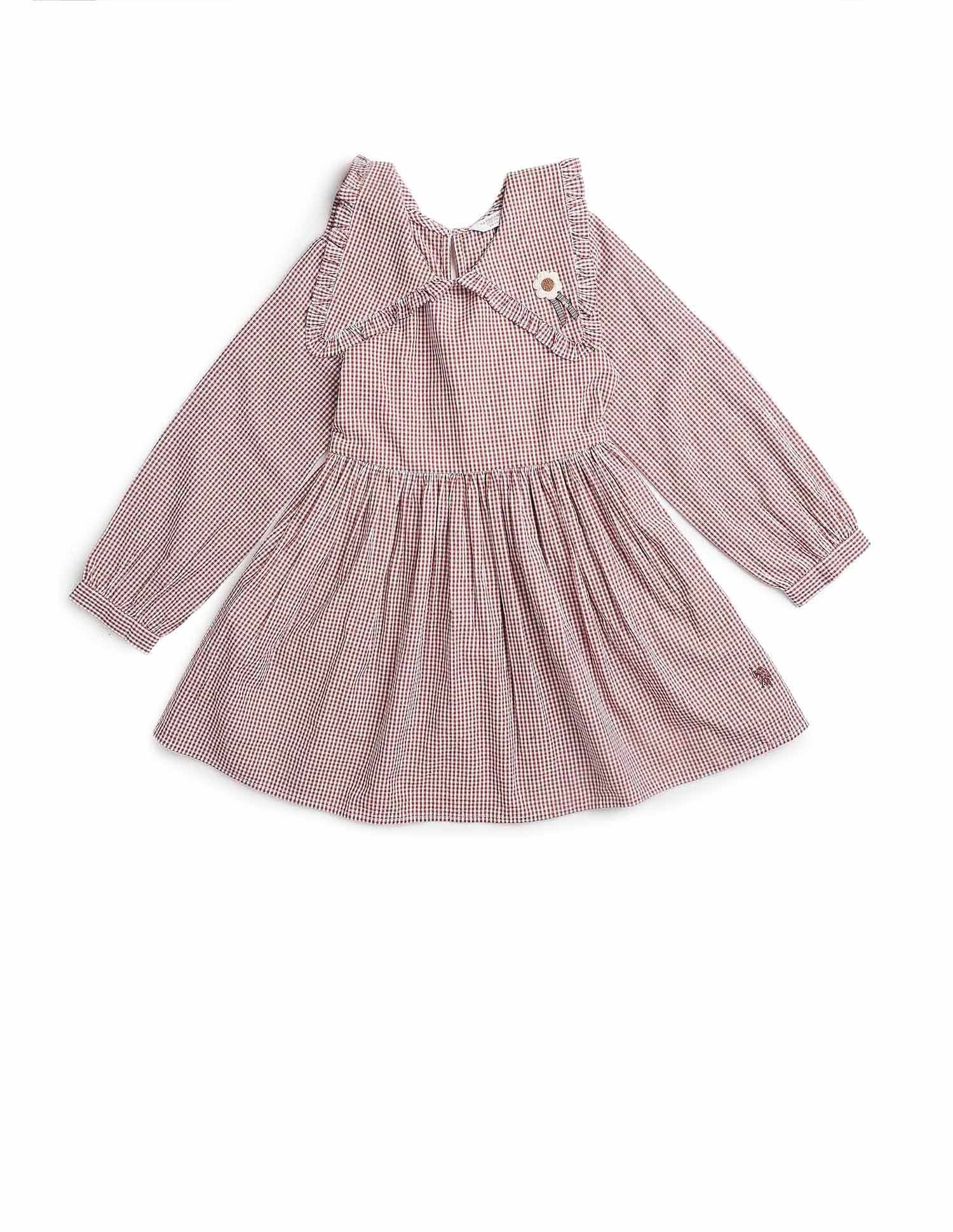 Girls Checked A-Line Dress - Image 9