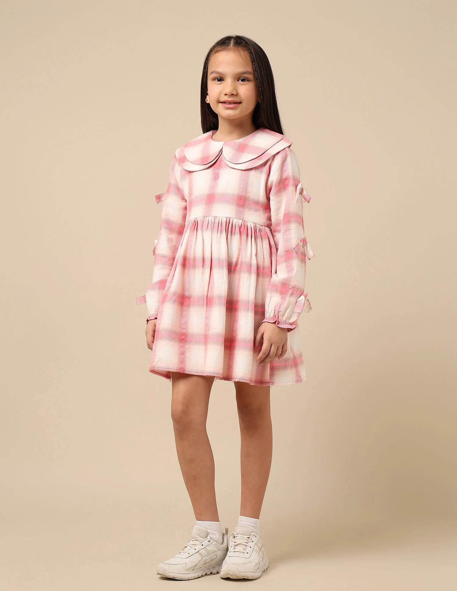 Girls Checked A-Line Dress - Image 4