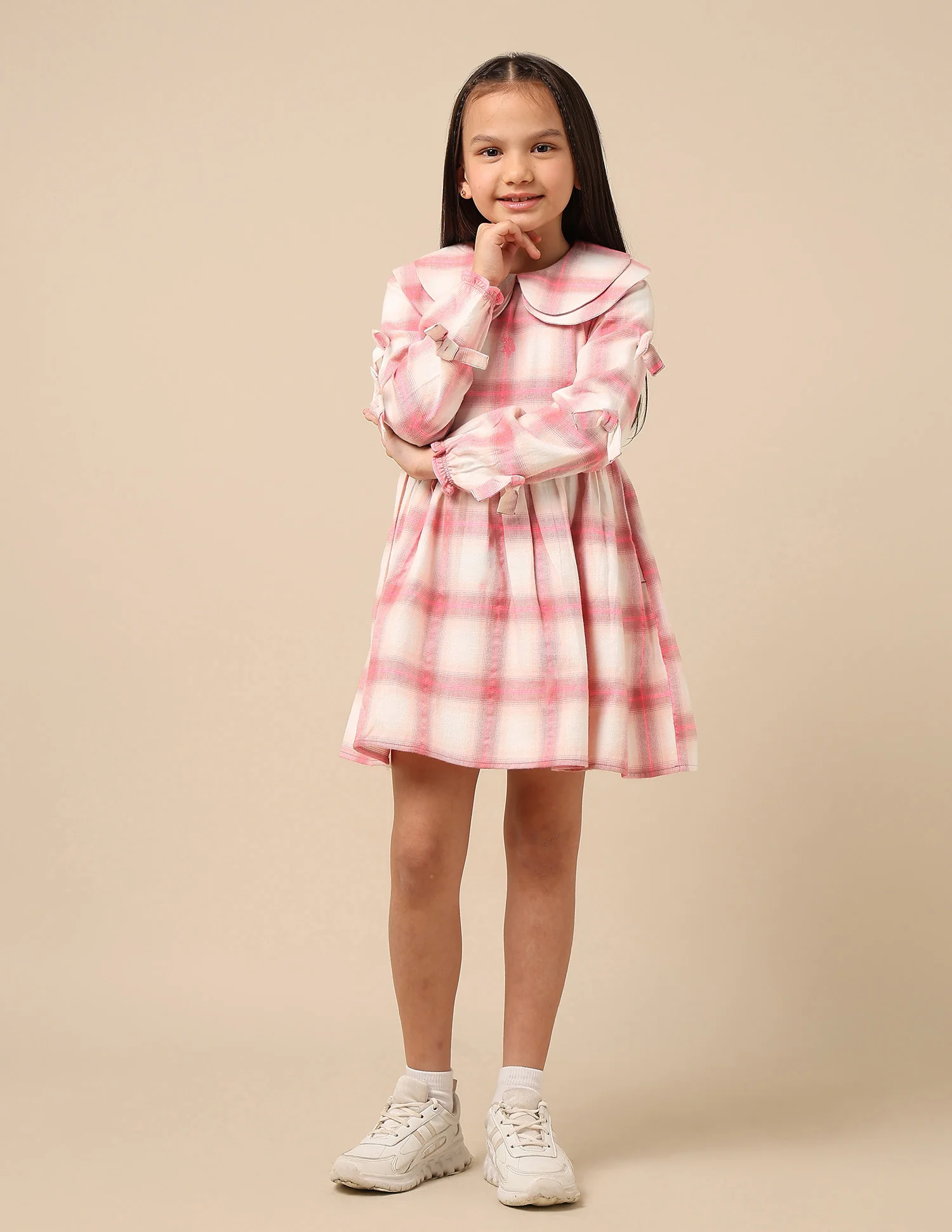 Girls Checked A-Line Dress - Image 6