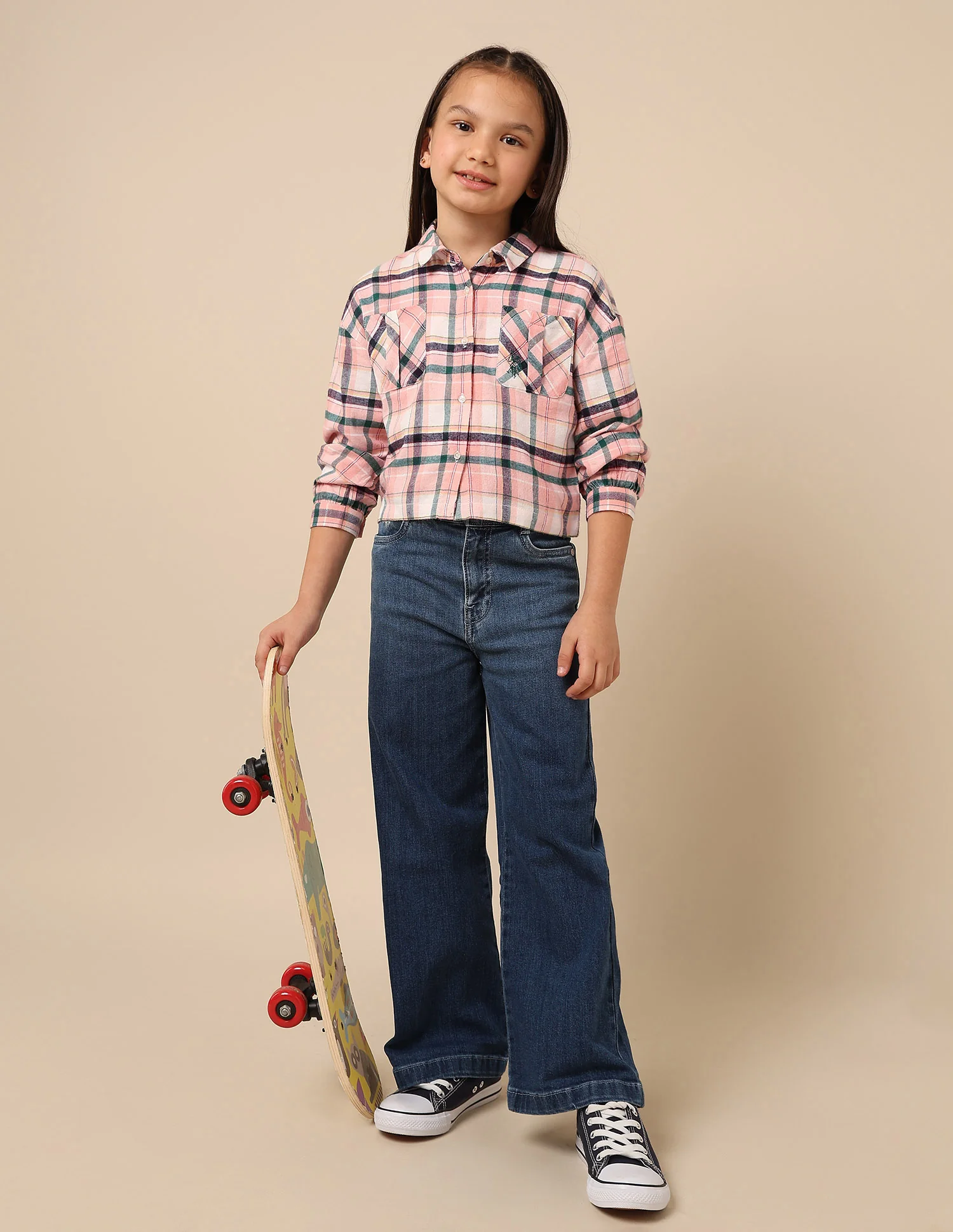 Girls Checked Regular Fit Top - Image 3