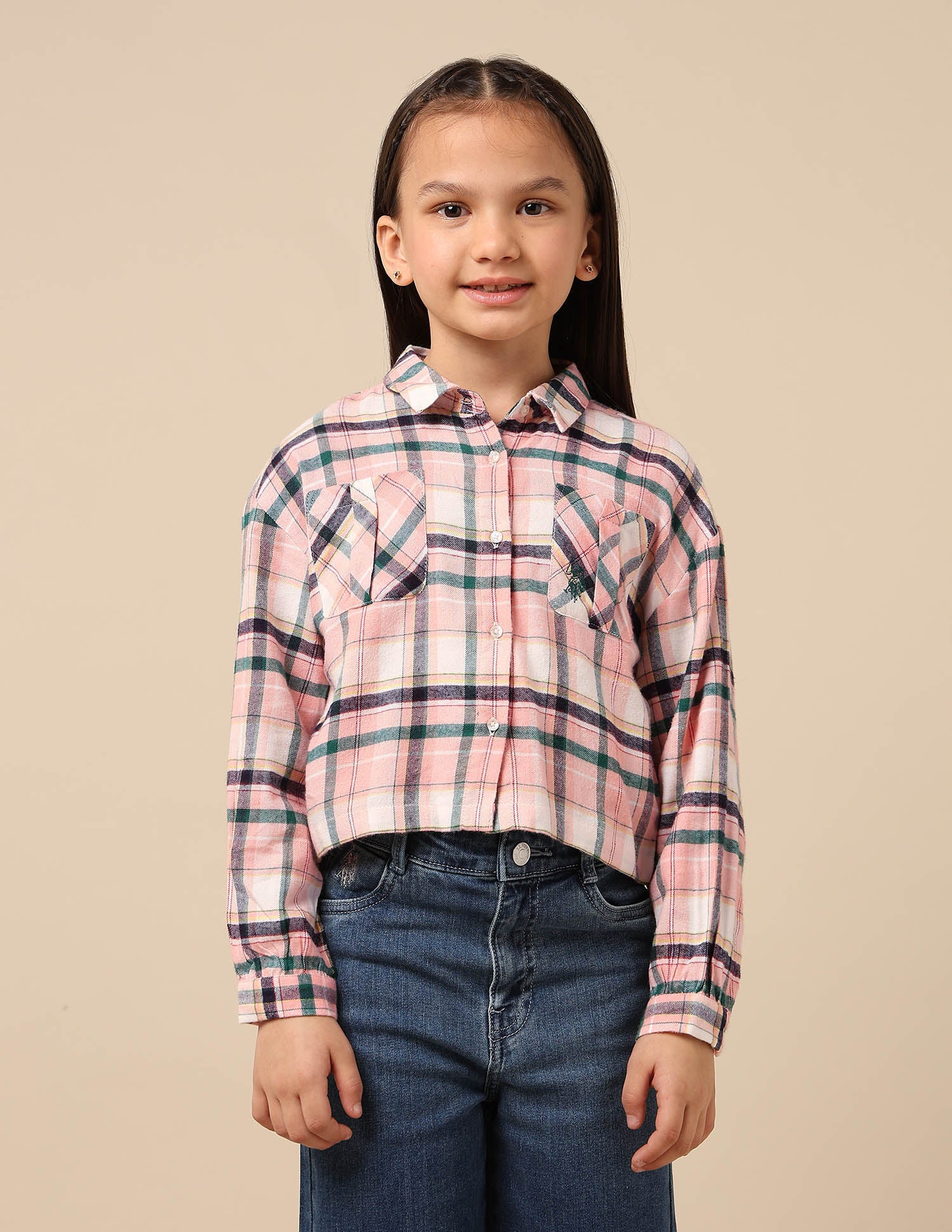 Girls Checked Regular Fit Top - Image 6