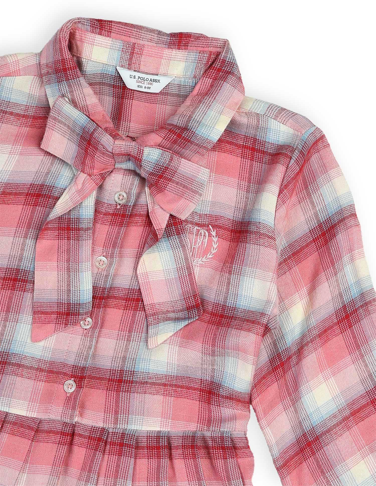 Girls Checked Shirt Dress - Image 10