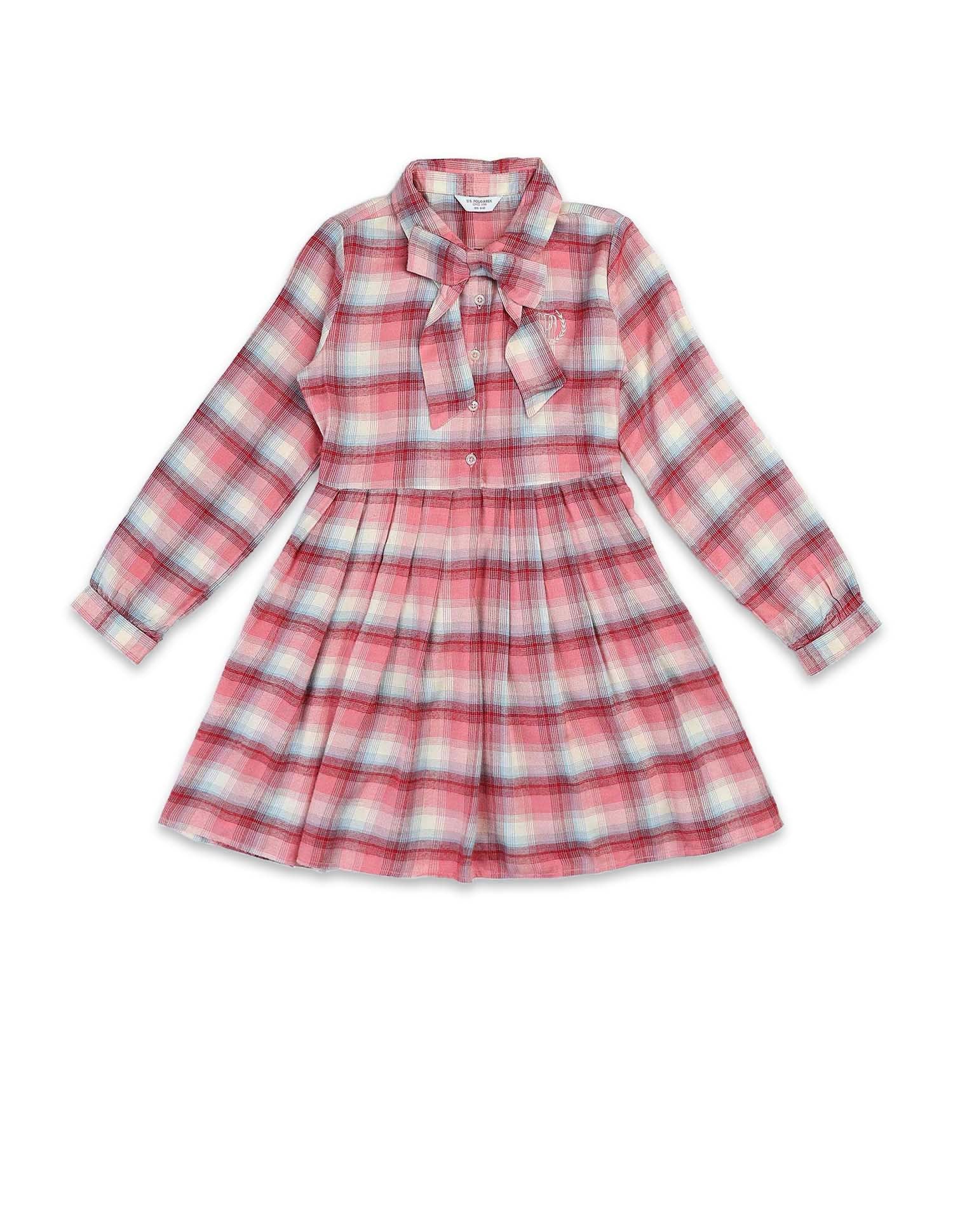 Girls Checked Shirt Dress - Image 8