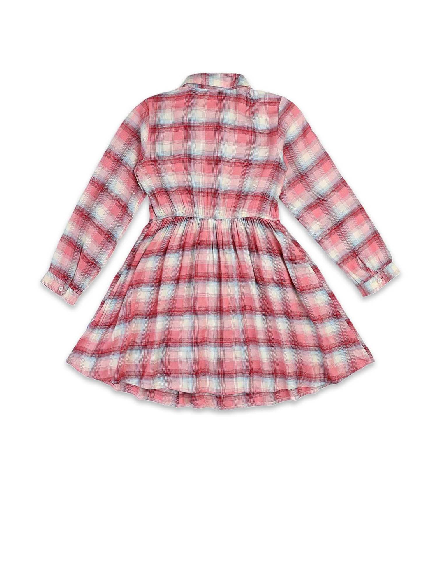 Girls Checked Shirt Dress - Image 9
