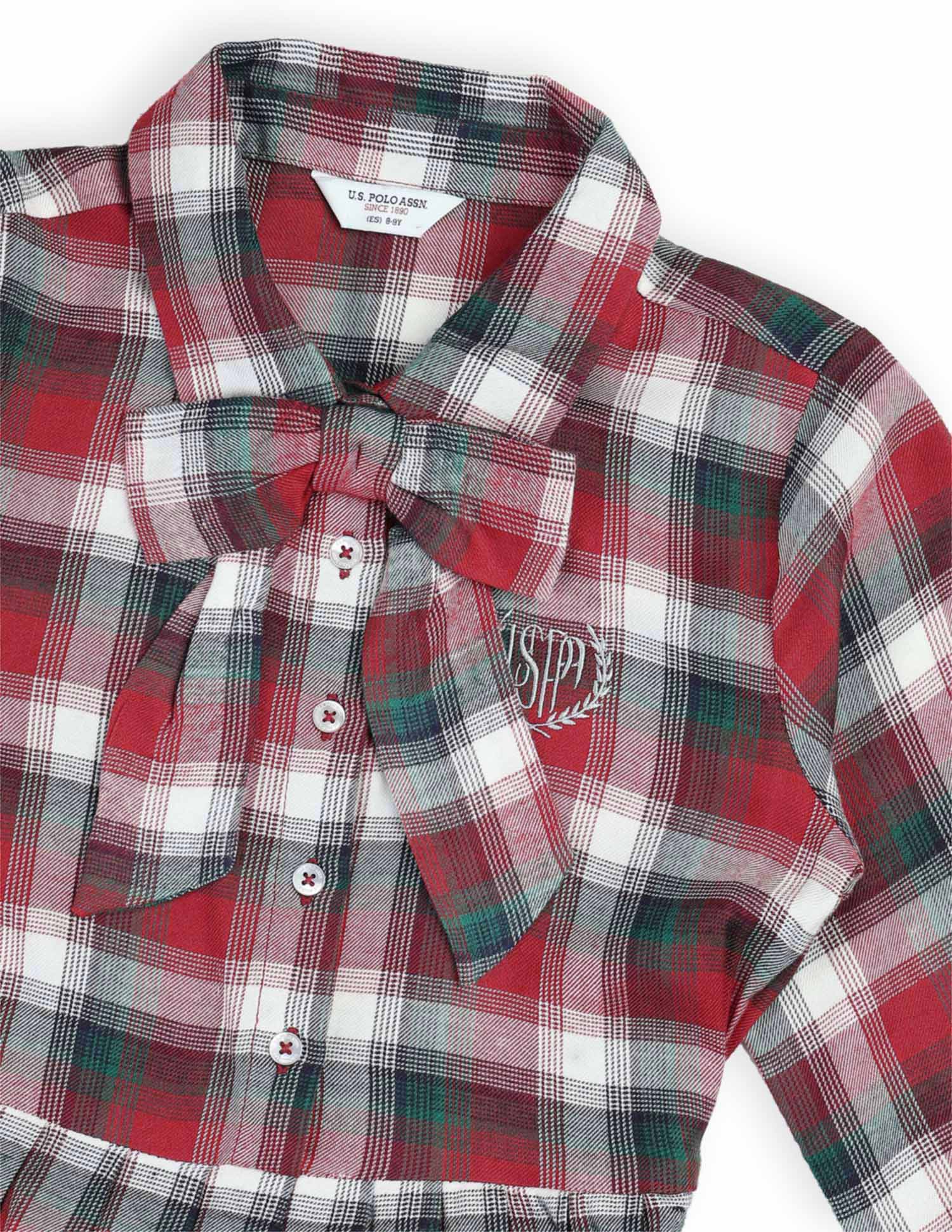 Girls Checked Shirt Dress - Image 10