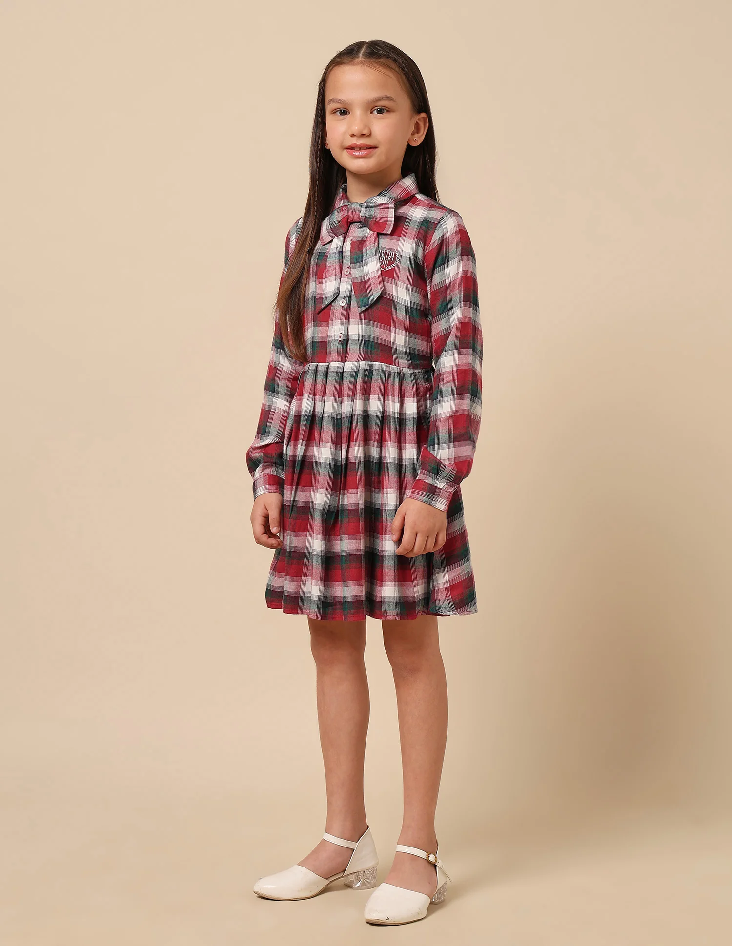 Girls Checked Shirt Dress - Image 4