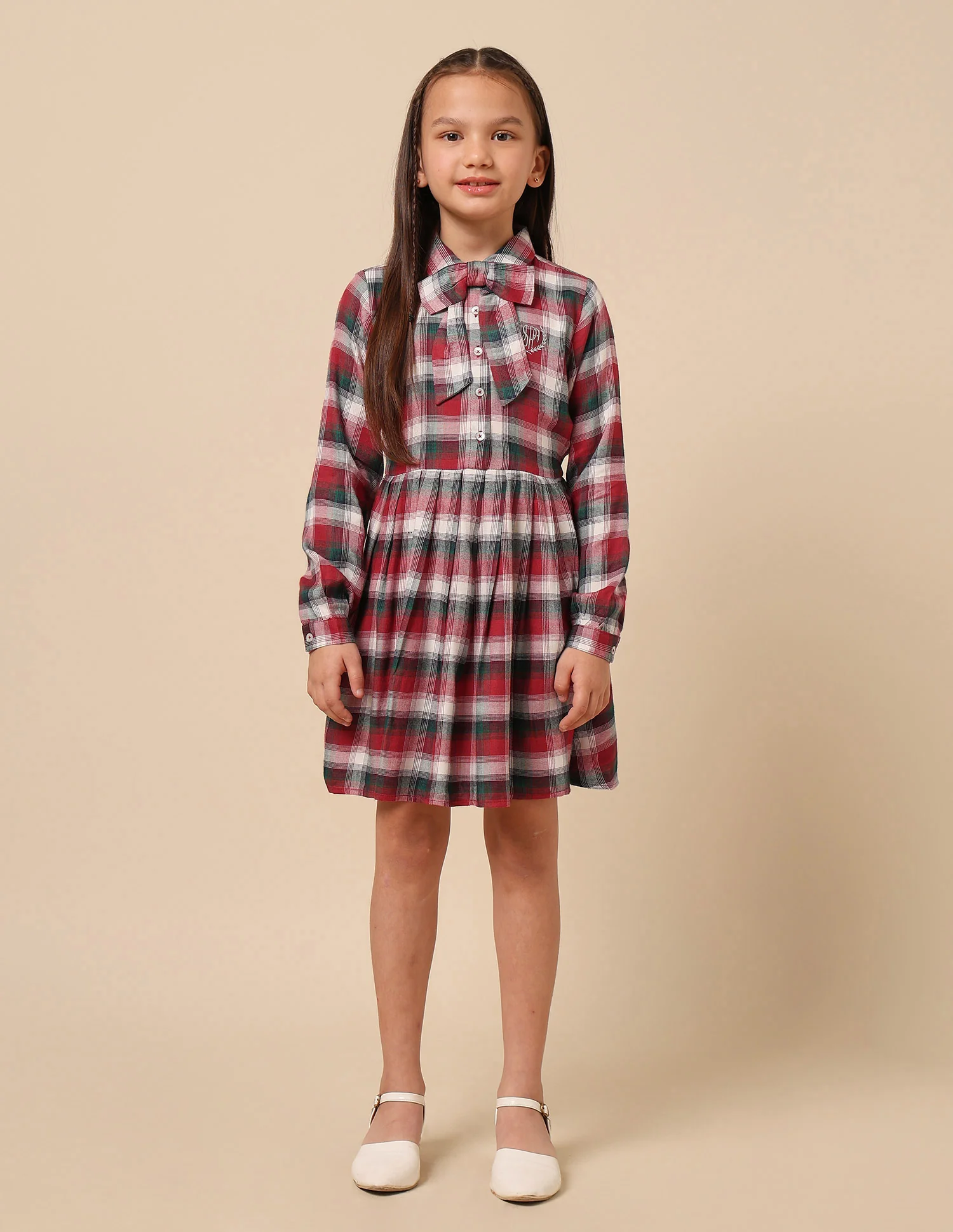 Girls Checked Shirt Dress - Image 6
