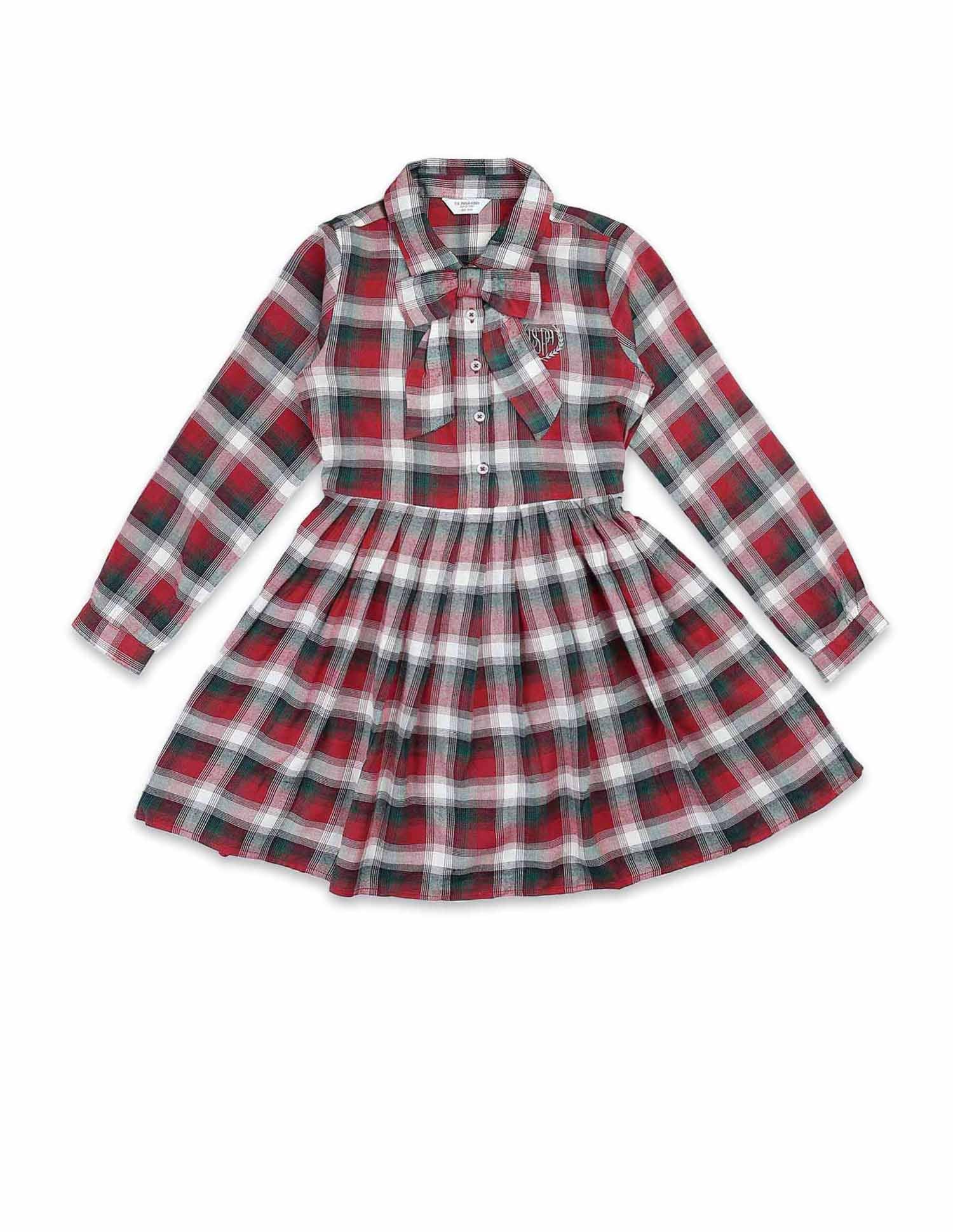 Girls Checked Shirt Dress - Image 8