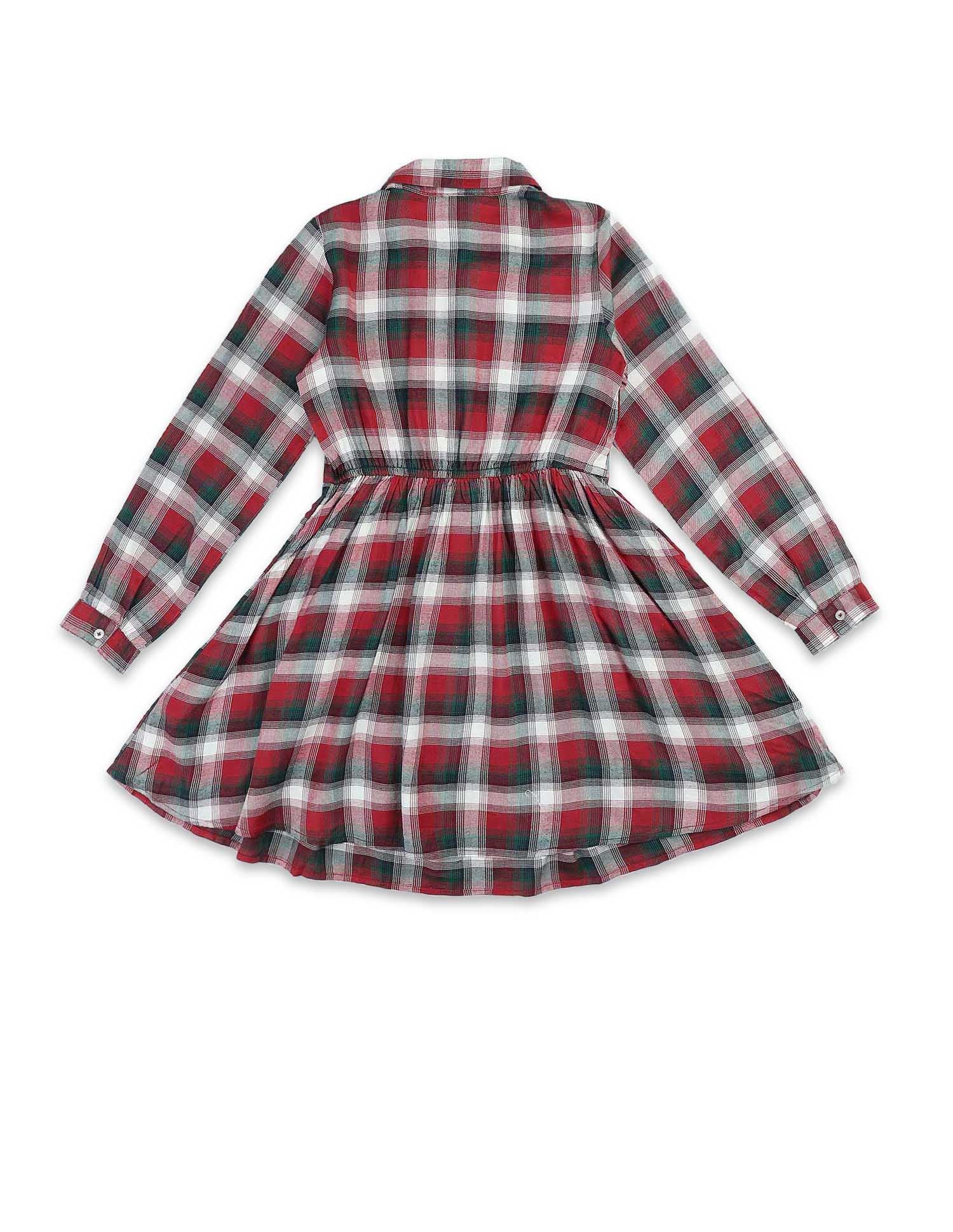 Girls Checked Shirt Dress - Image 9