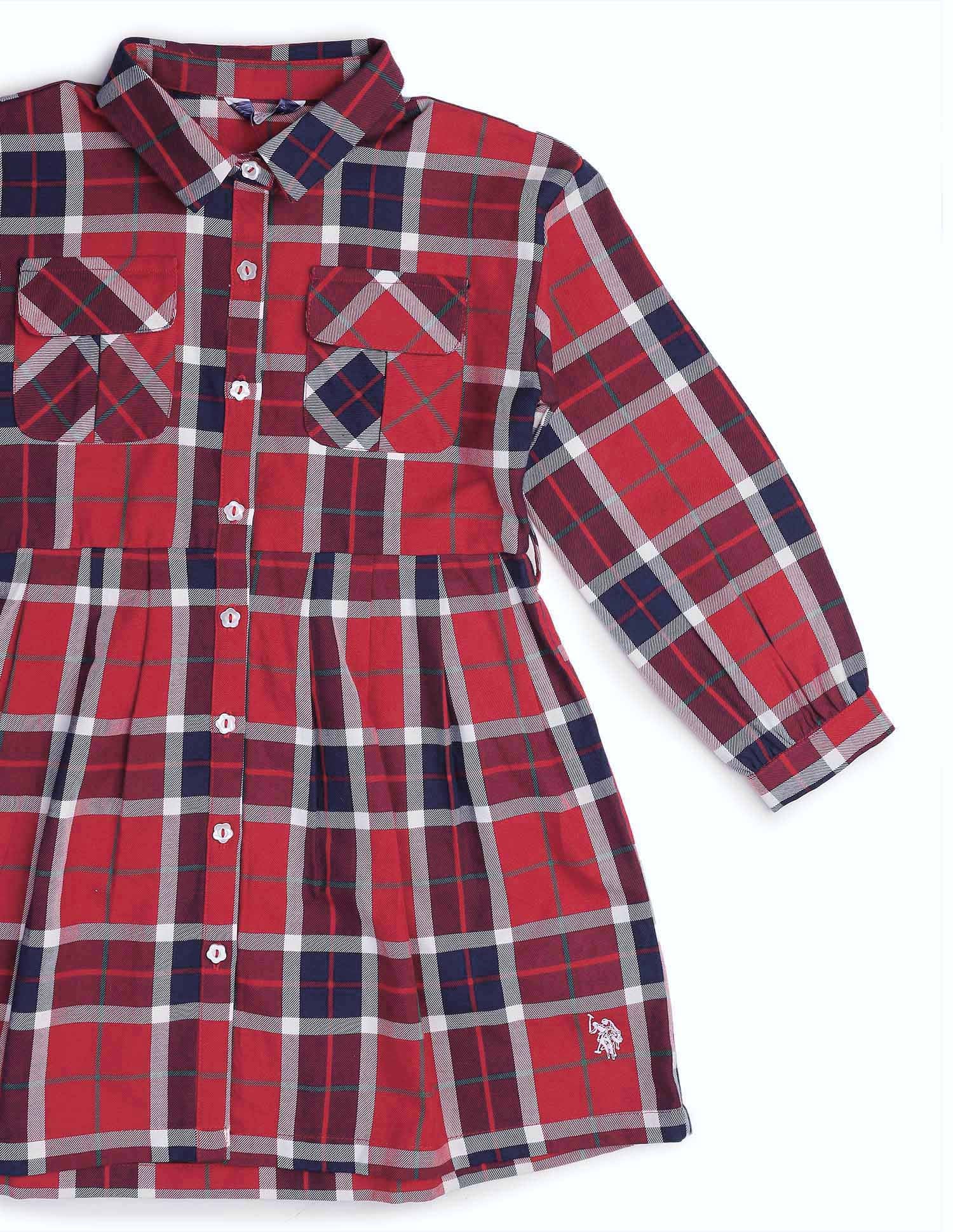 Girls Checked Shirt Dress - Image 12