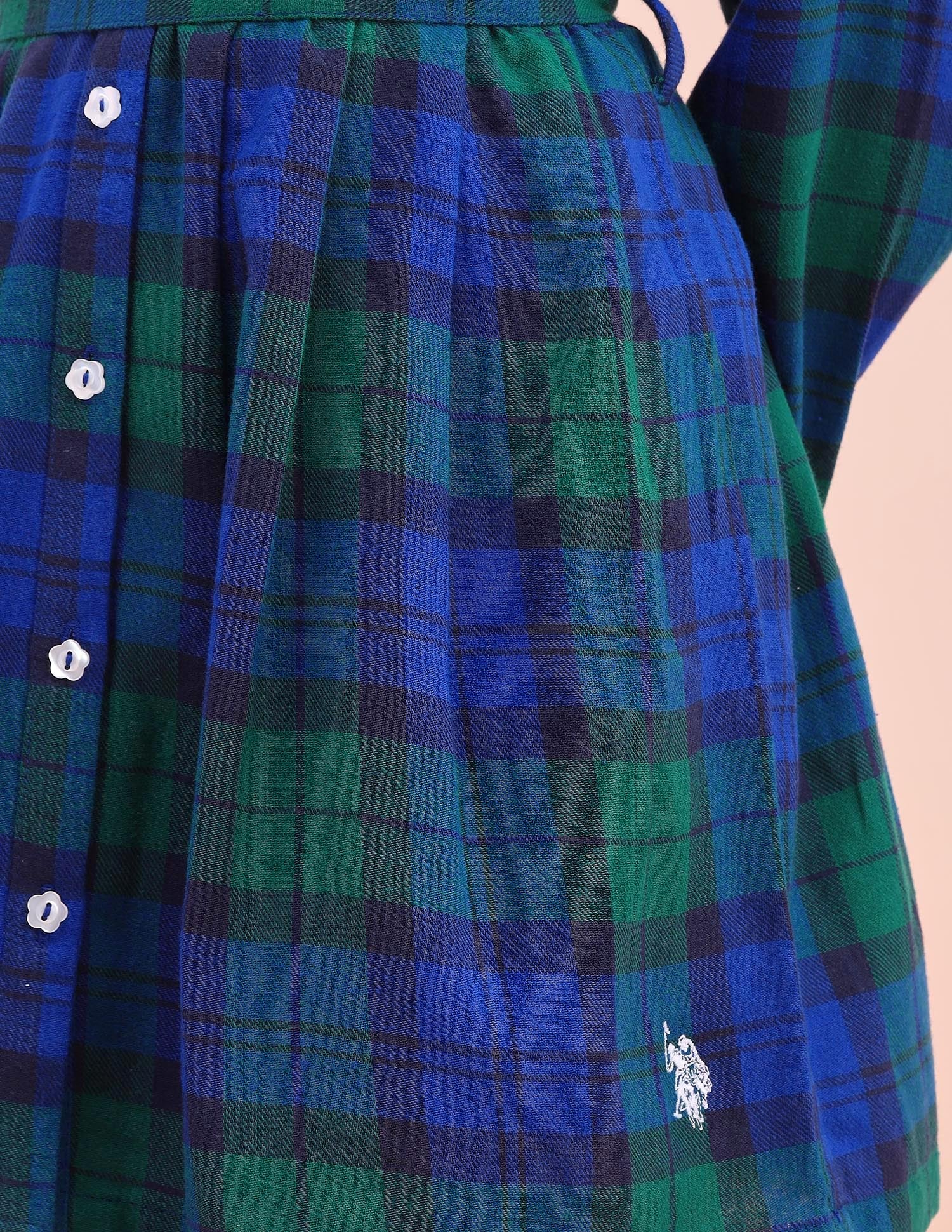 Girls Checked Shirt Dress - Image 8