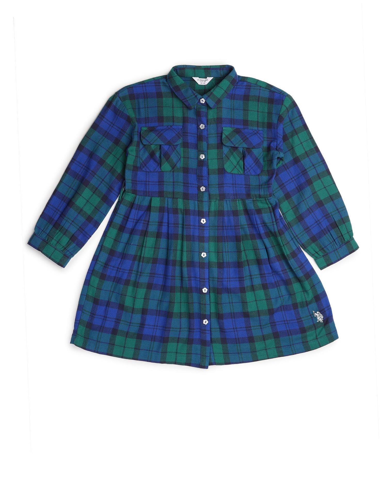 Girls Checked Shirt Dress - Image 9