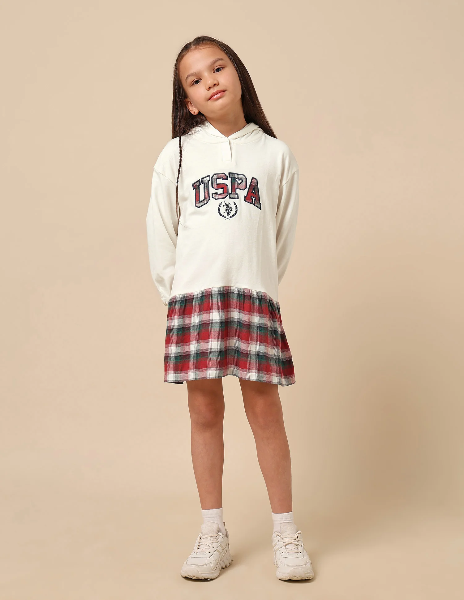 Girls Checked Sweat Dress - Image 3