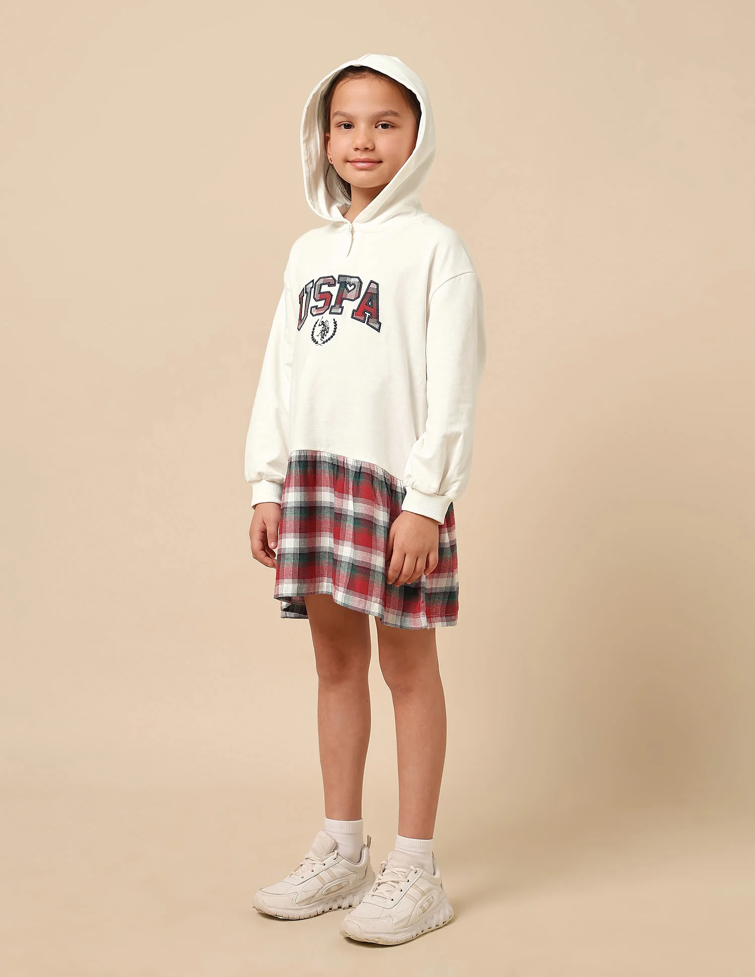 Girls Checked Sweat Dress - Image 4