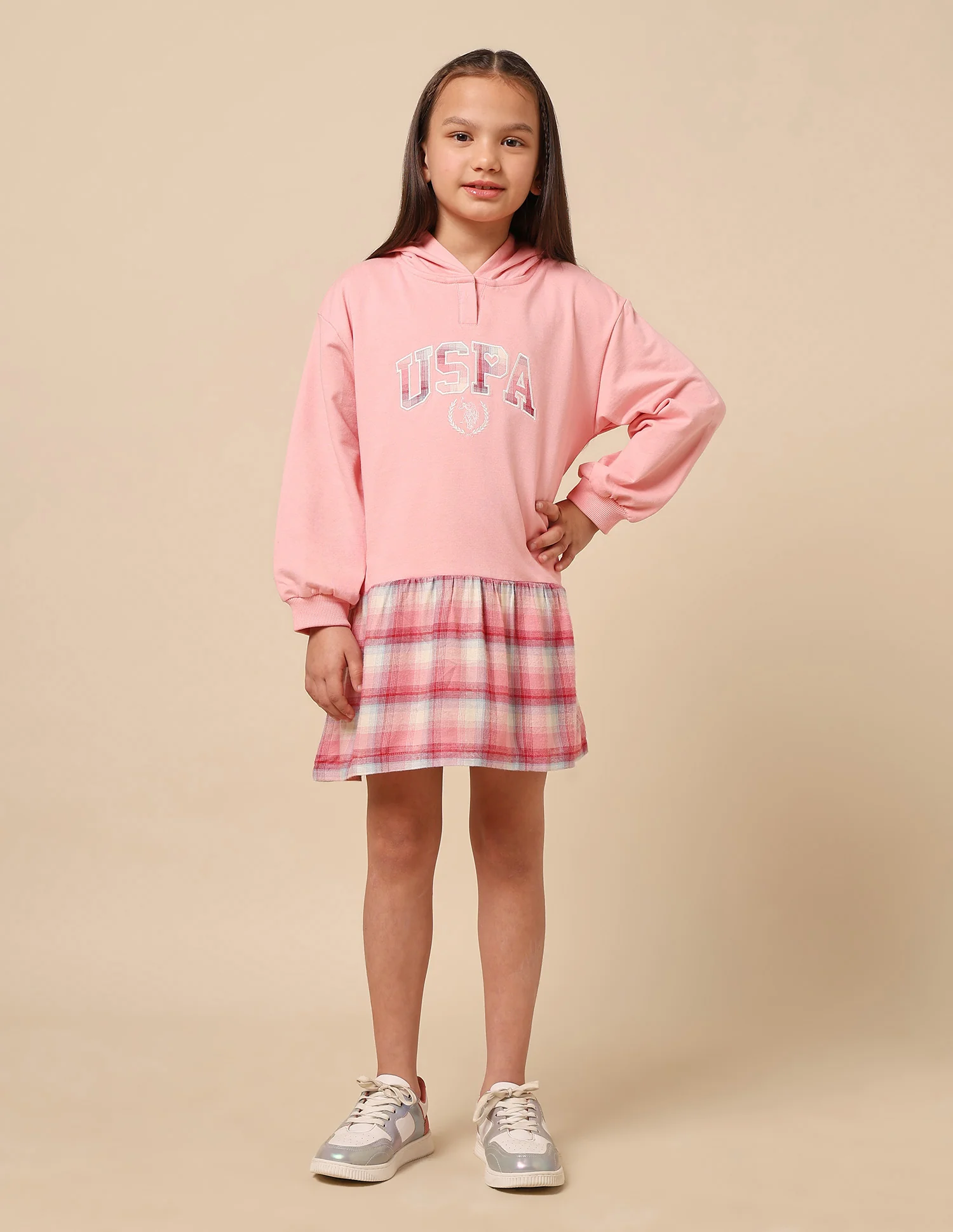 Girls Checked Sweat Dress - Image 3