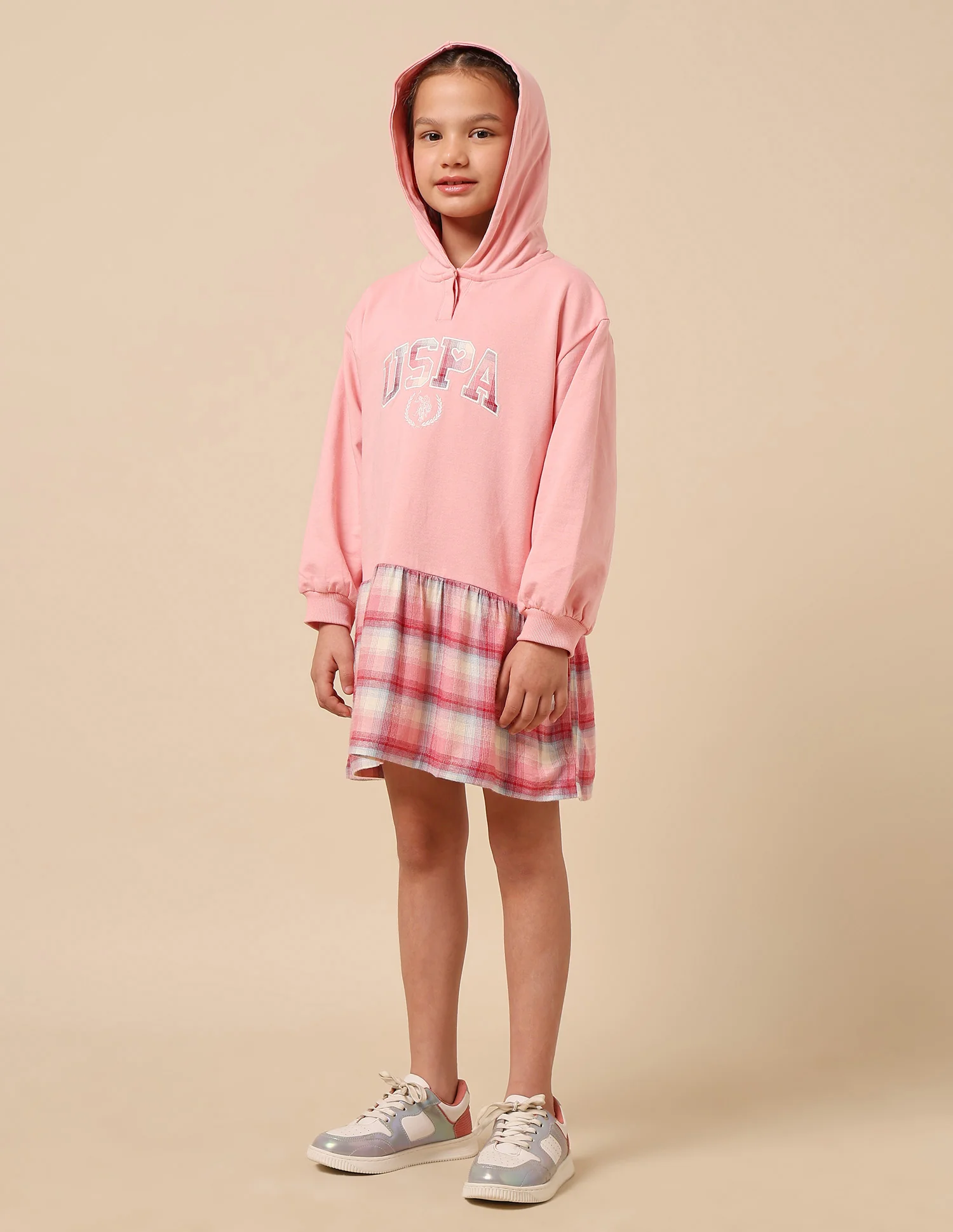 Girls Checked Sweat Dress - Image 4
