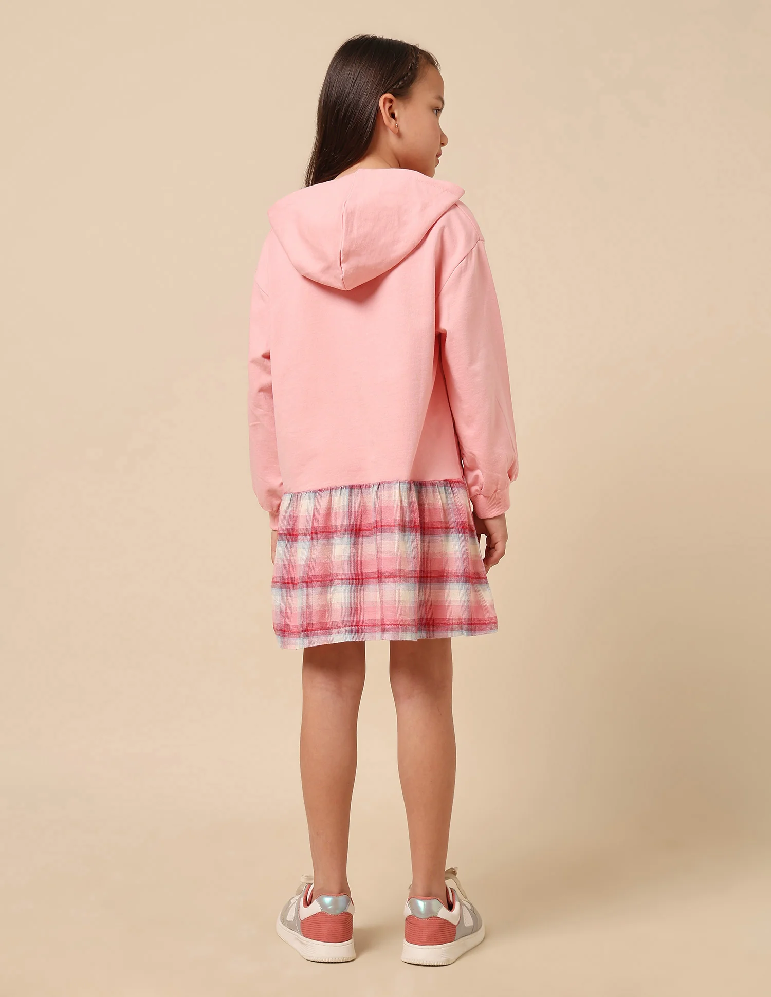 Girls Checked Sweat Dress - Image 5