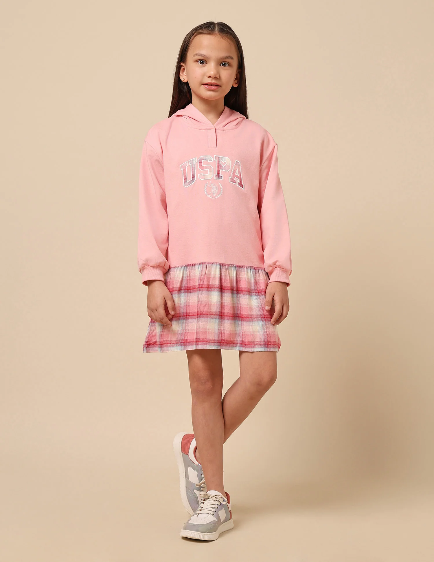 Girls Checked Sweat Dress - Image 6