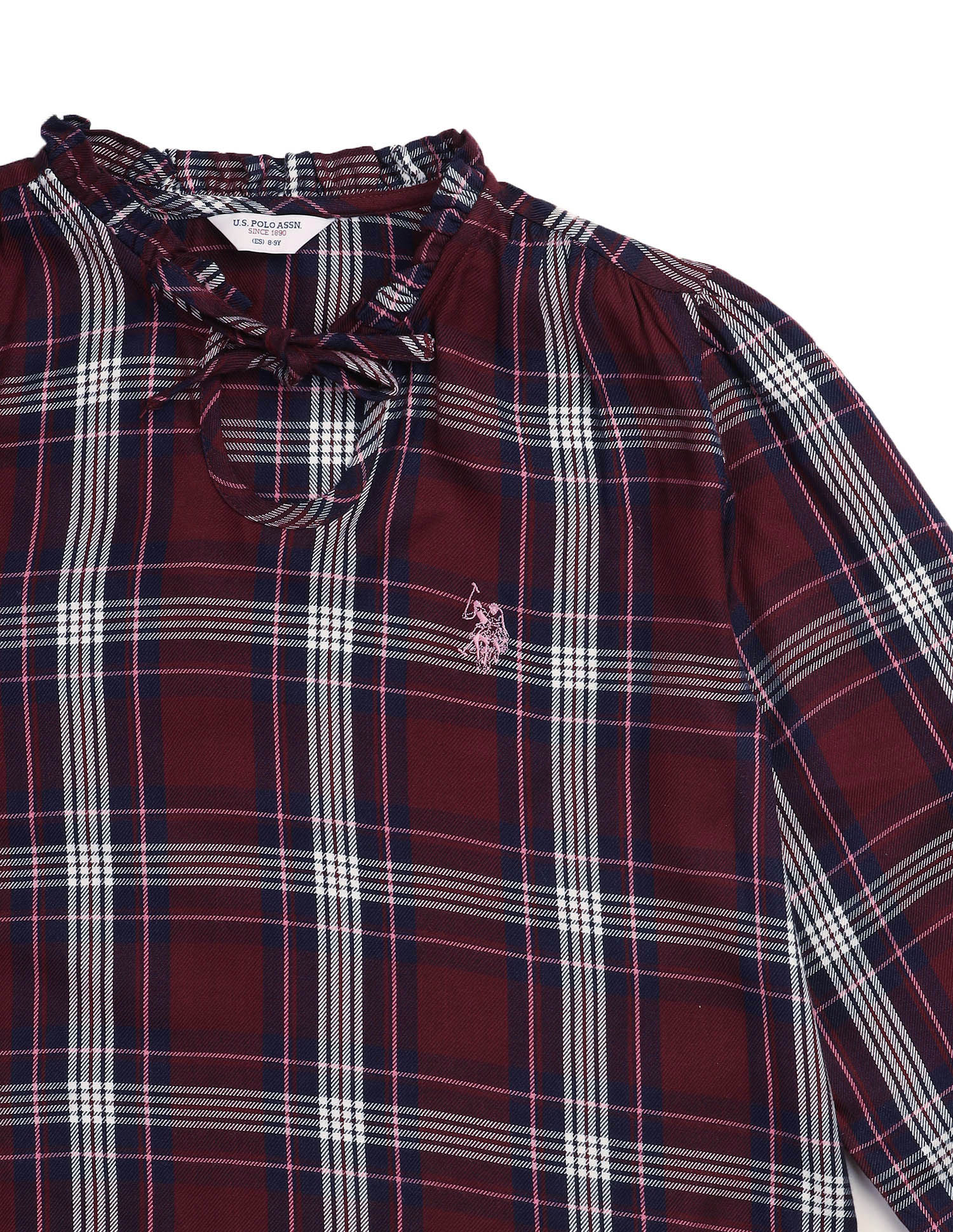 Girls Checked Tie Up Top - Image 10