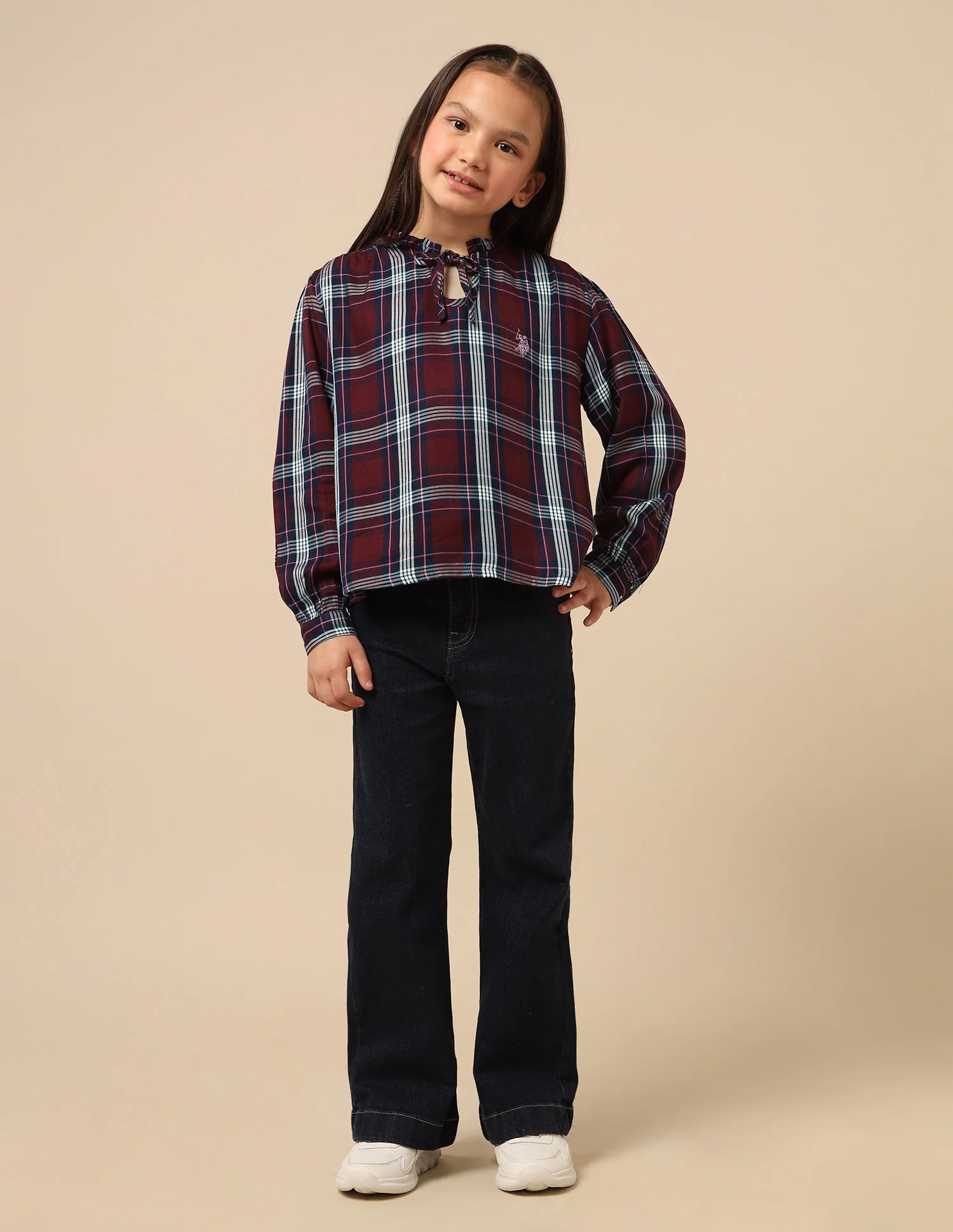 Girls Checked Tie Up Top - Image 3