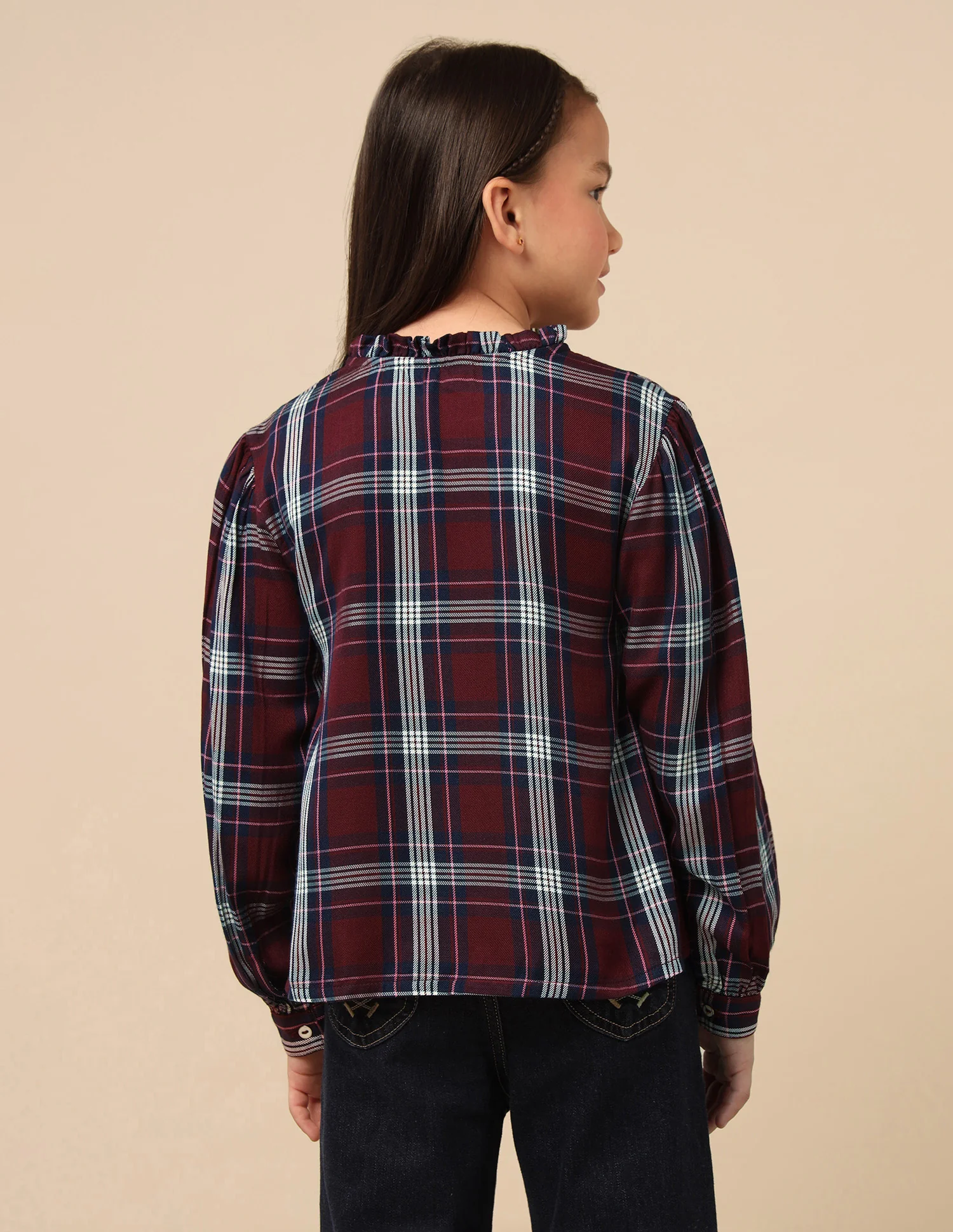 Girls Checked Tie Up Top - Image 5