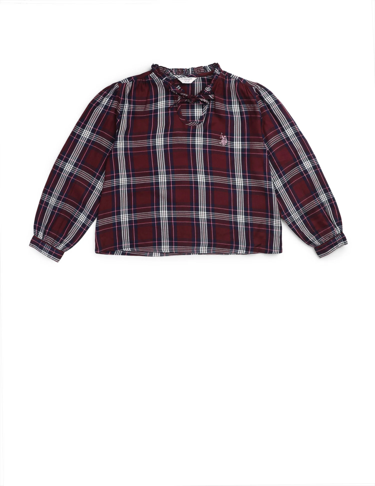 Girls Checked Tie Up Top - Image 8