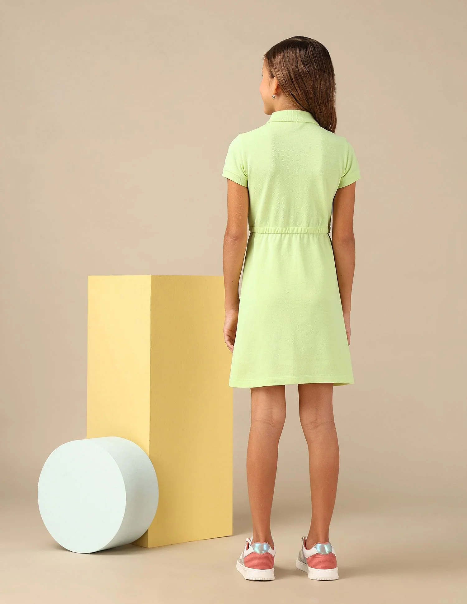 Girls Cinched Waist Polo Dress - Image 3