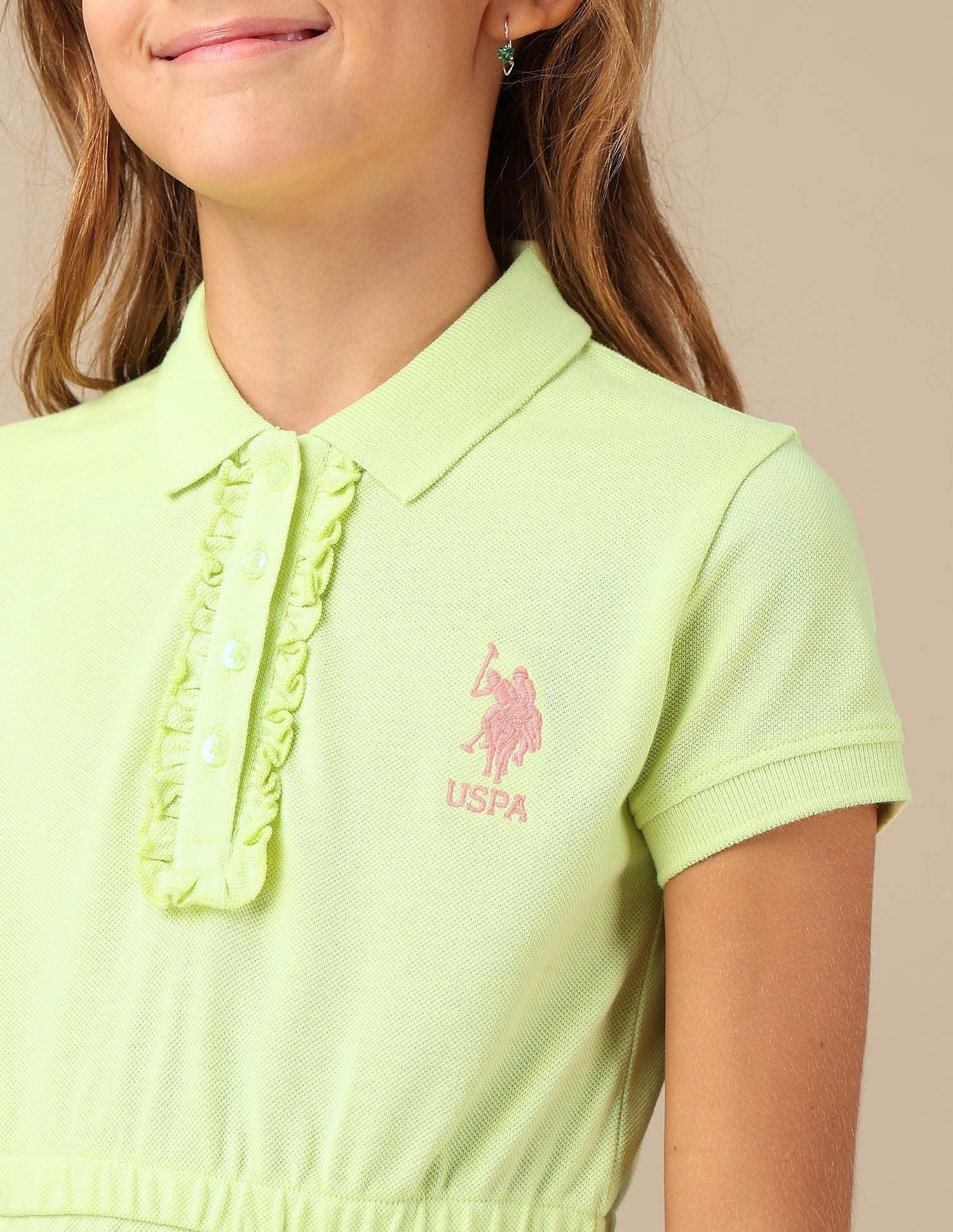 Girls Cinched Waist Polo Dress - Image 5