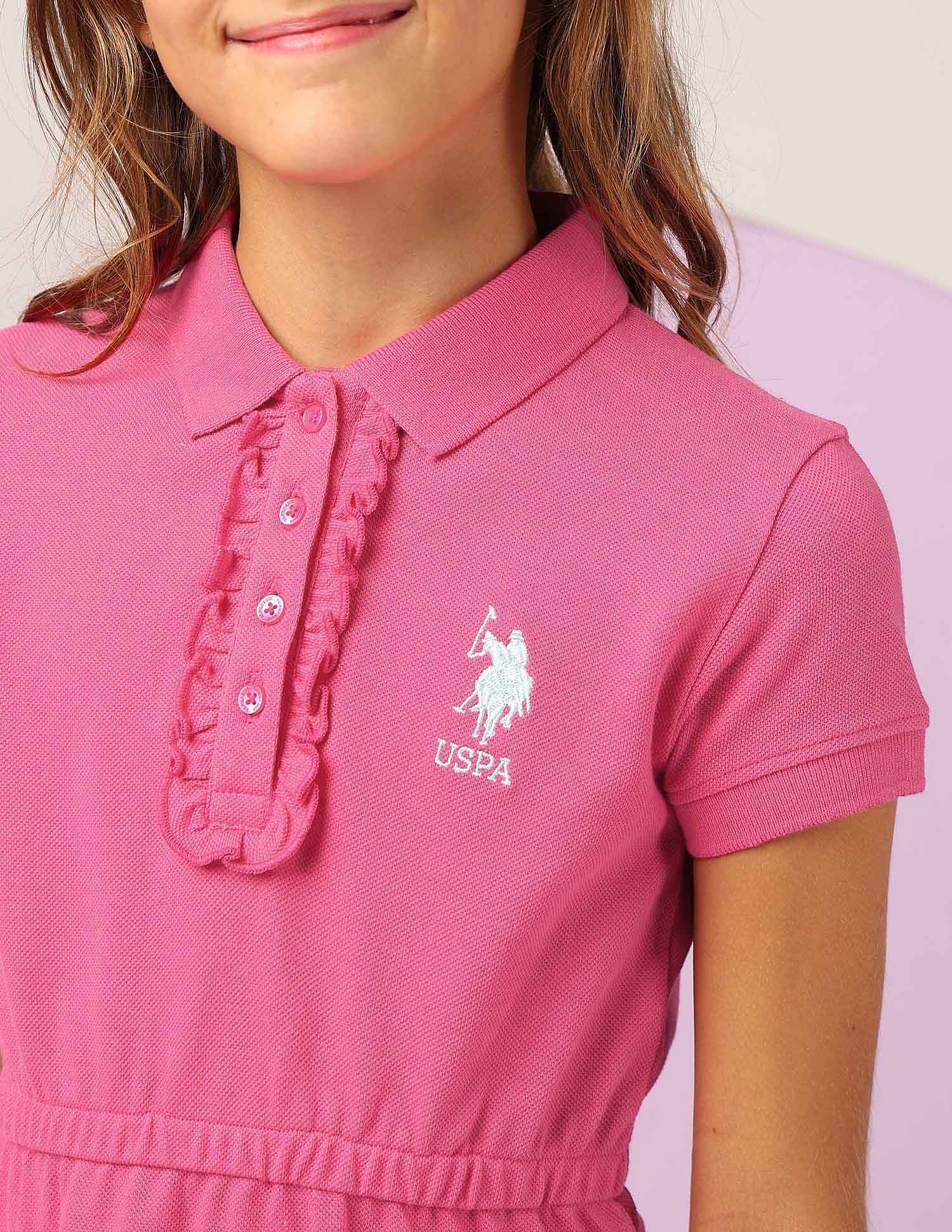 Girls Cinched Waist Polo Dress - Image 6