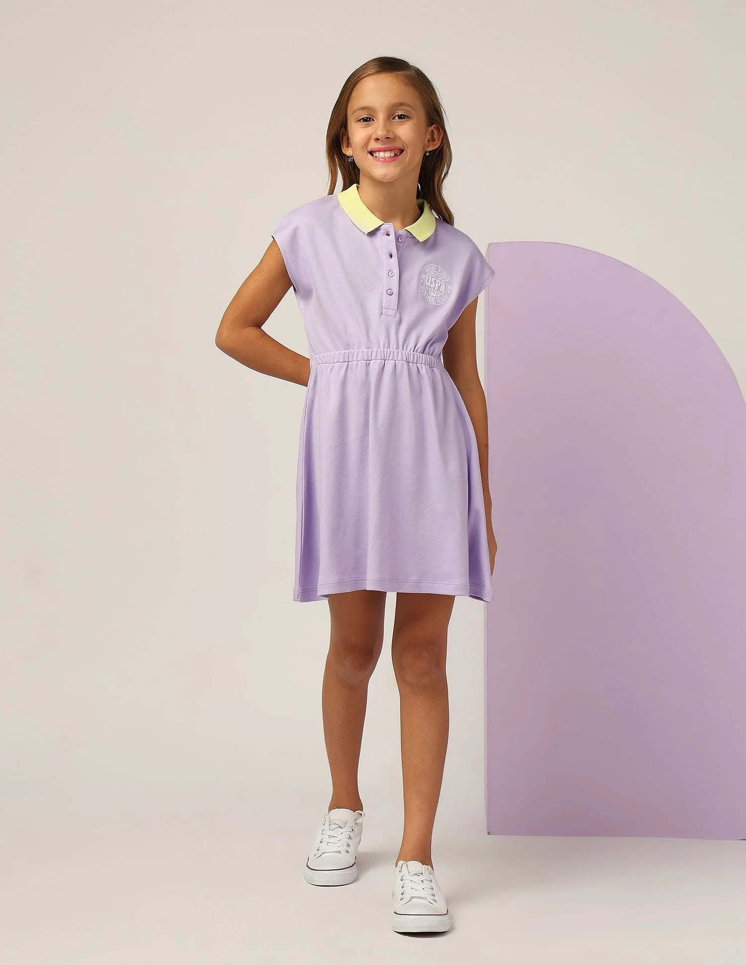 Girls Cinched Waist Polo Dress - Image 3