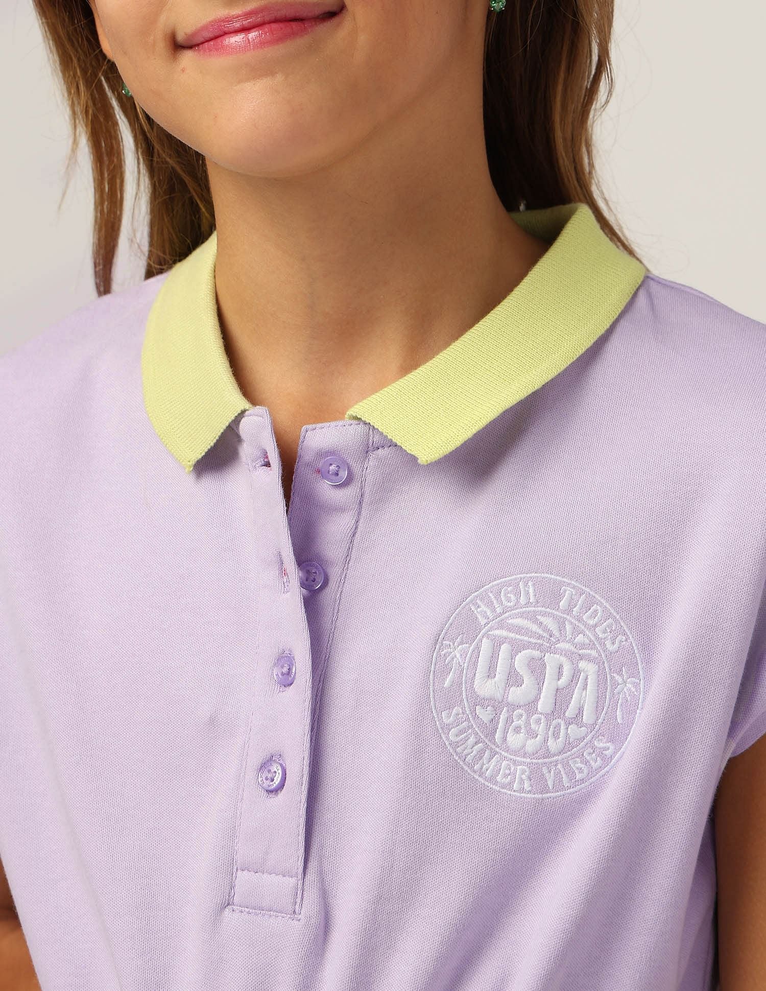 Girls Cinched Waist Polo Dress - Image 5